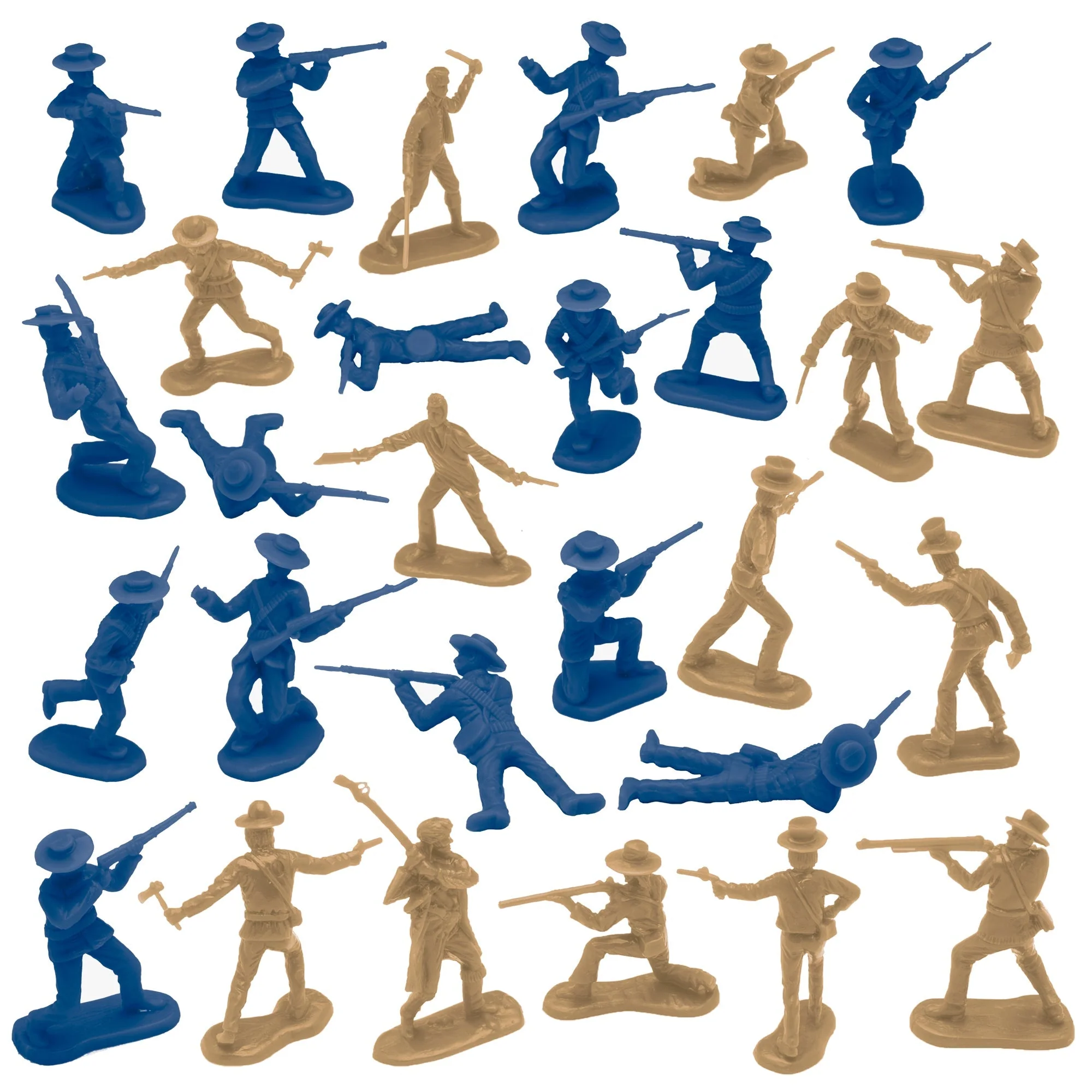 BMC The Alamo Plastic Army Men - Tan Texas vs Blue Mexico 37pc Soldier Figures - Image 4