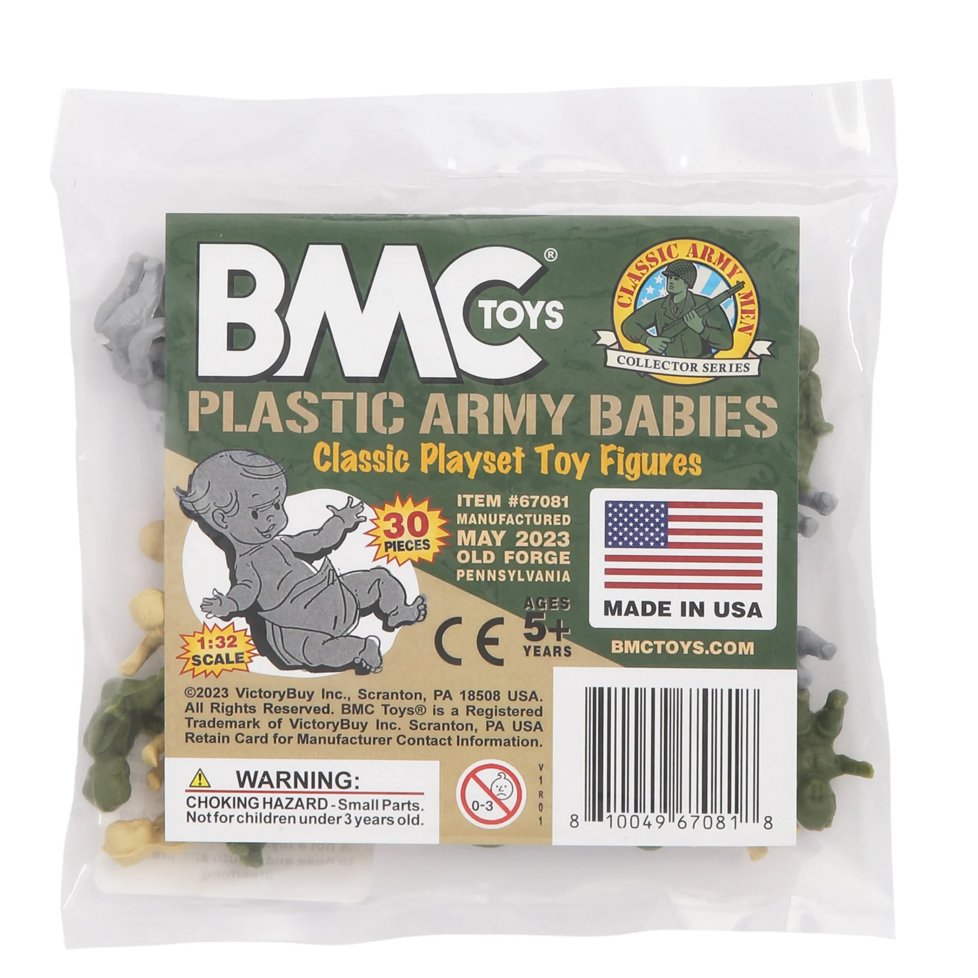 BMC Classic Plastic Army Babies - OD Green Tan Gray 30pc Doll Figures - US Made - Image 5