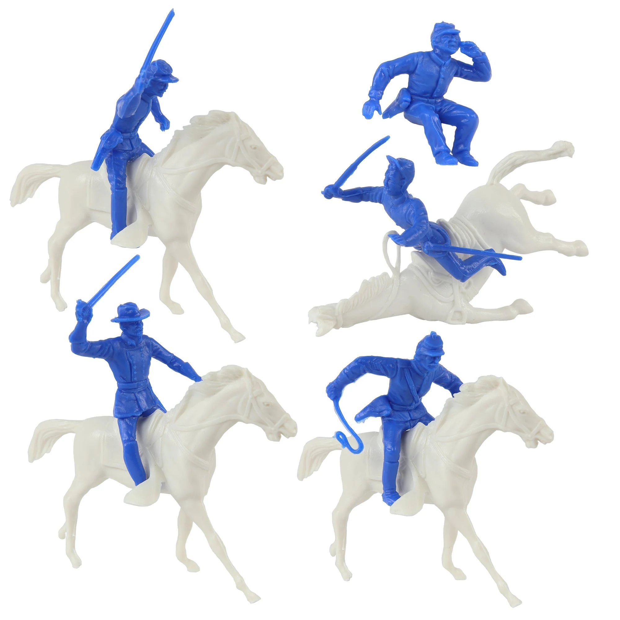 BMC Classic Marx Civil War Cavalry - 16pc Blue Plastic Figure Playset - Image 3