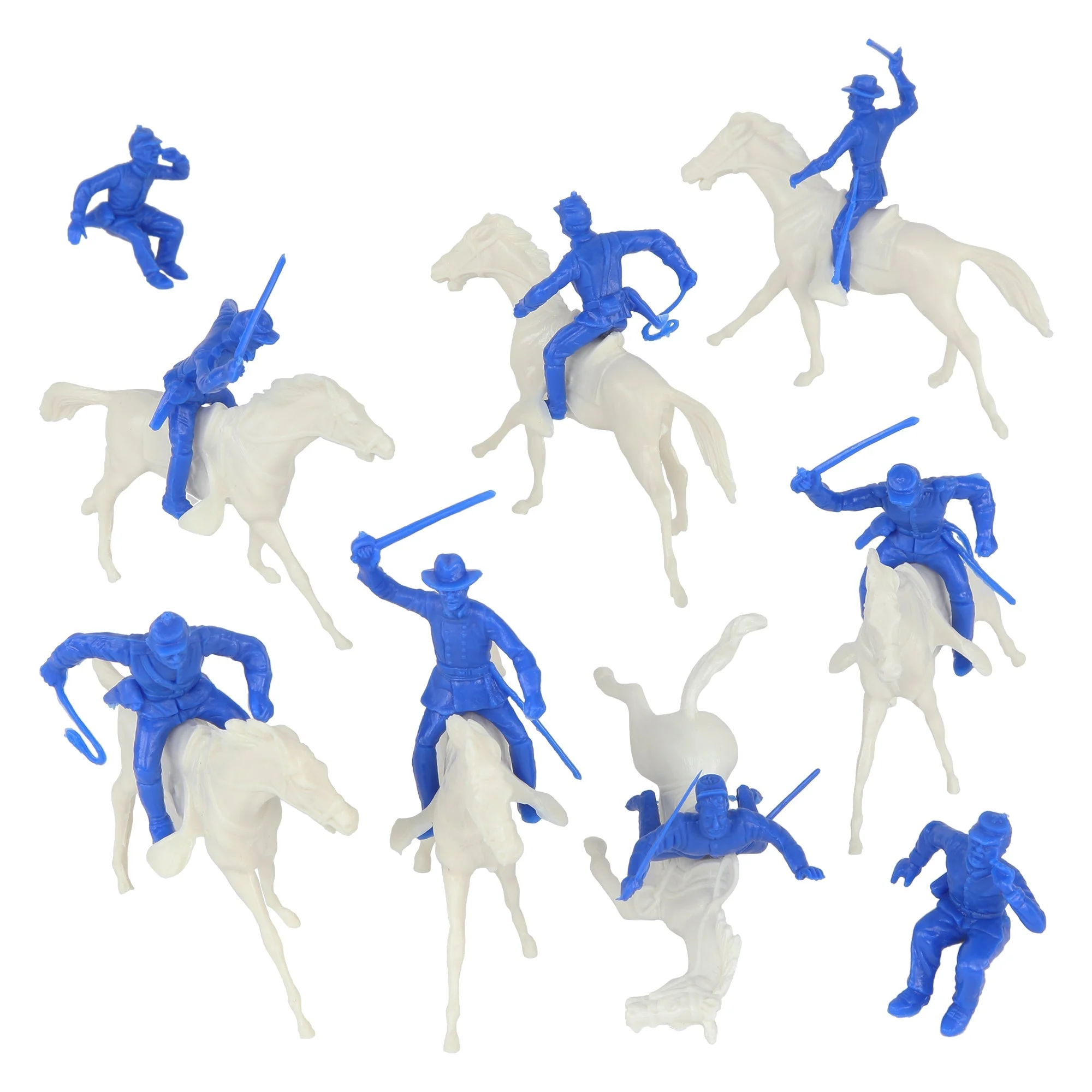 BMC Classic Marx Civil War Cavalry - 16pc Blue Plastic Figure Playset - Image 4