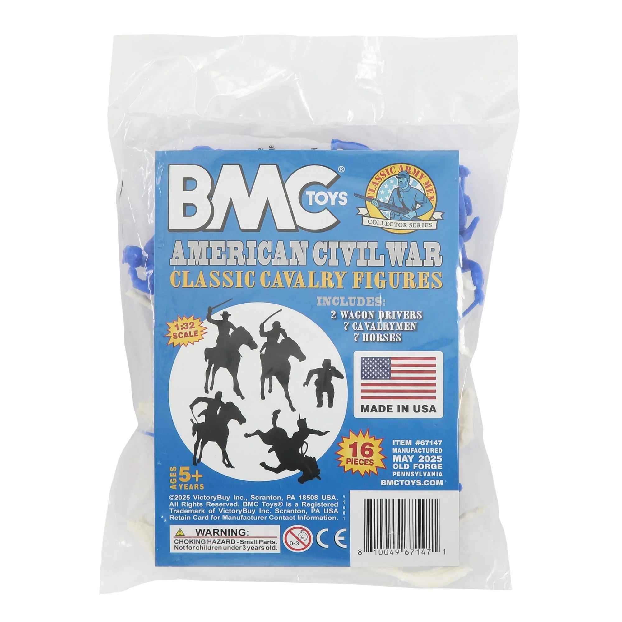 BMC Classic Marx Civil War Cavalry - 16pc Blue Plastic Figure Playset - Image 6