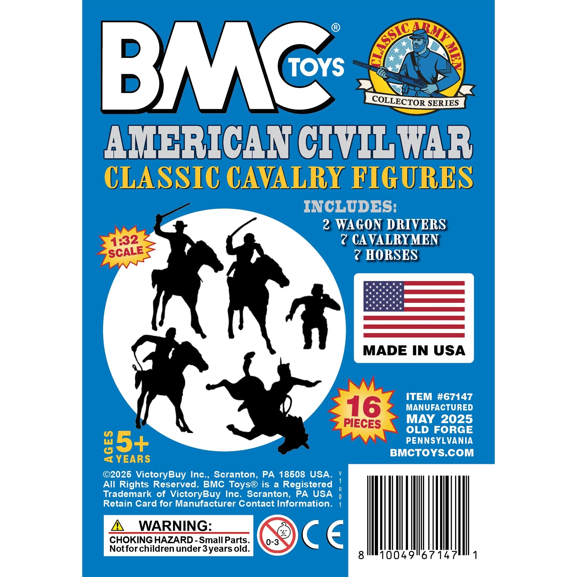BMC Classic Marx Civil War Cavalry - 16pc Blue Plastic Figure Playset - Image 7