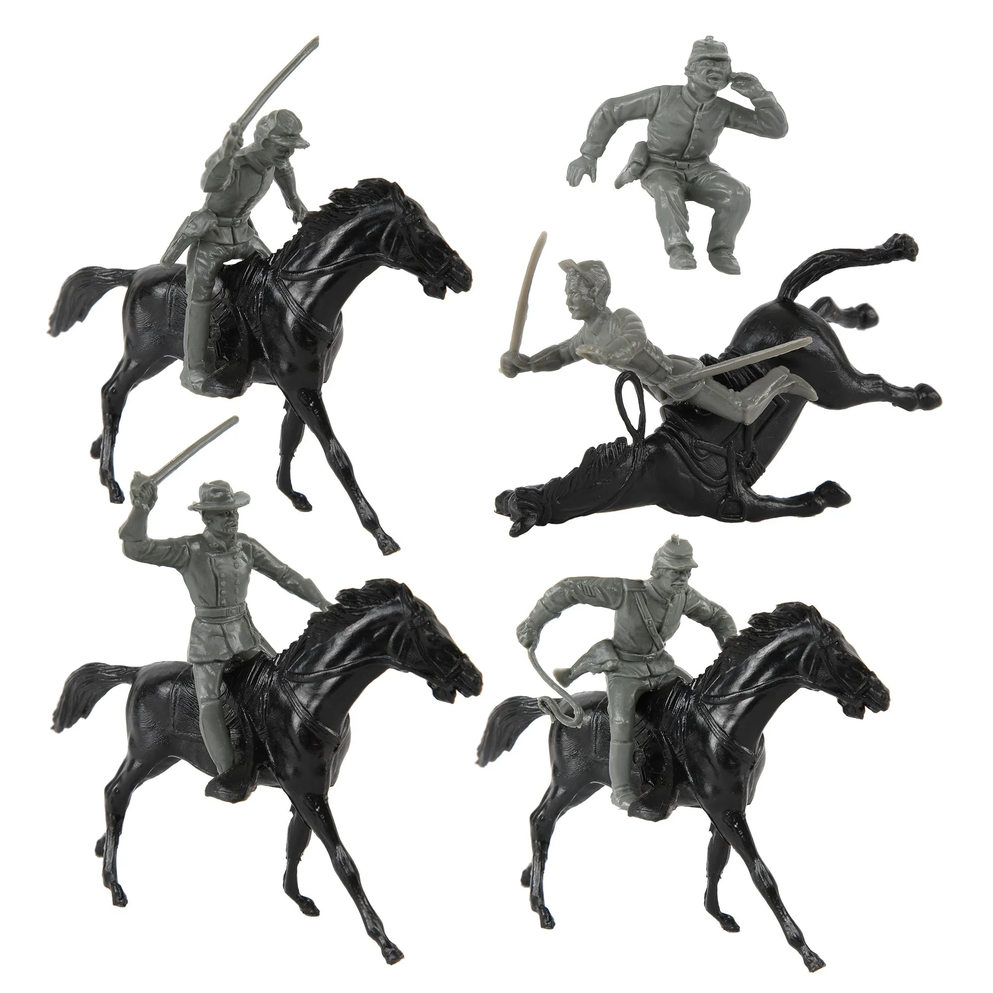 BMC Classic Marx Civil War Cavalry - 16pc Charcoal Gray Plastic Figure Playset - Image 3