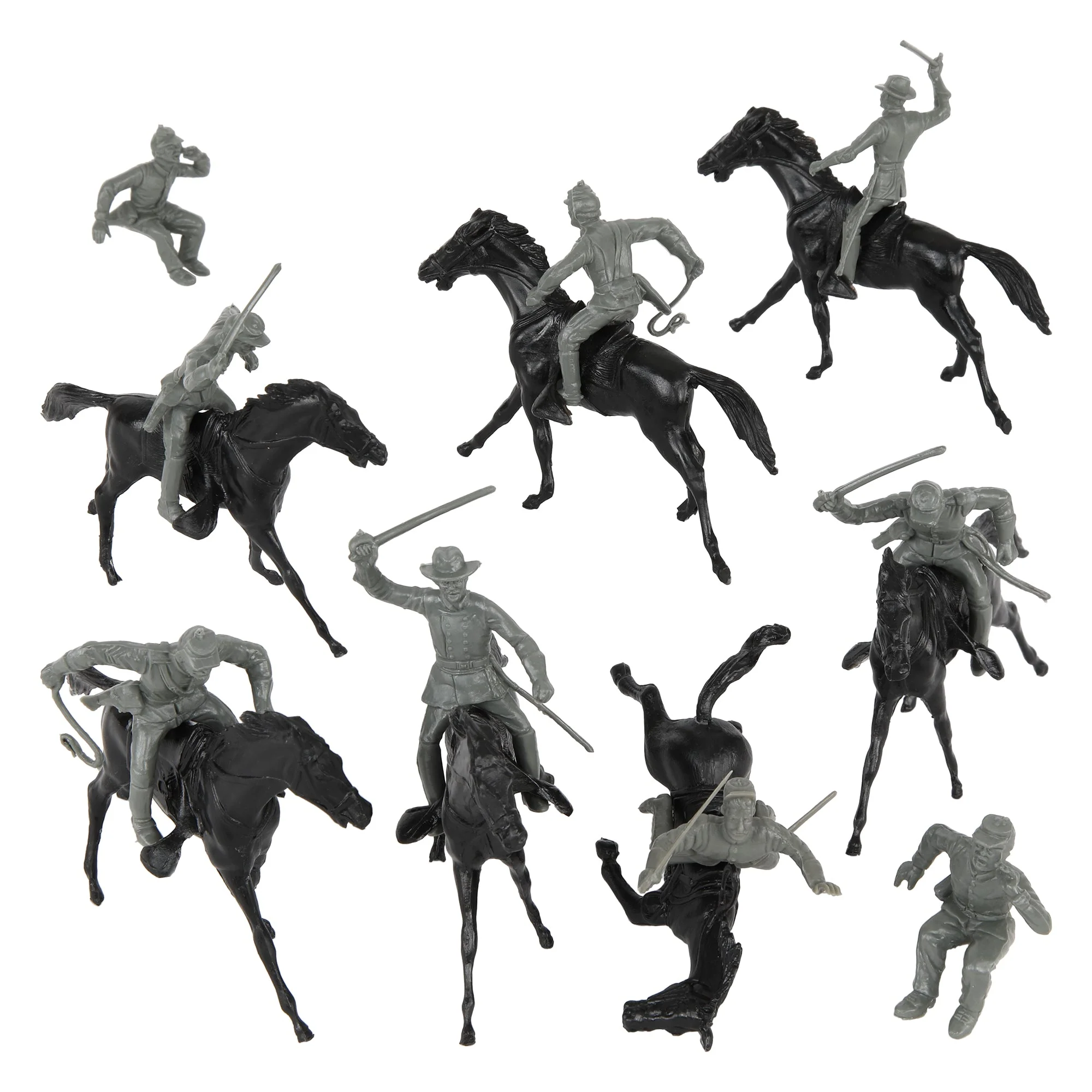 BMC Classic Marx Civil War Cavalry - 16pc Charcoal Gray Plastic Figure Playset - Image 4