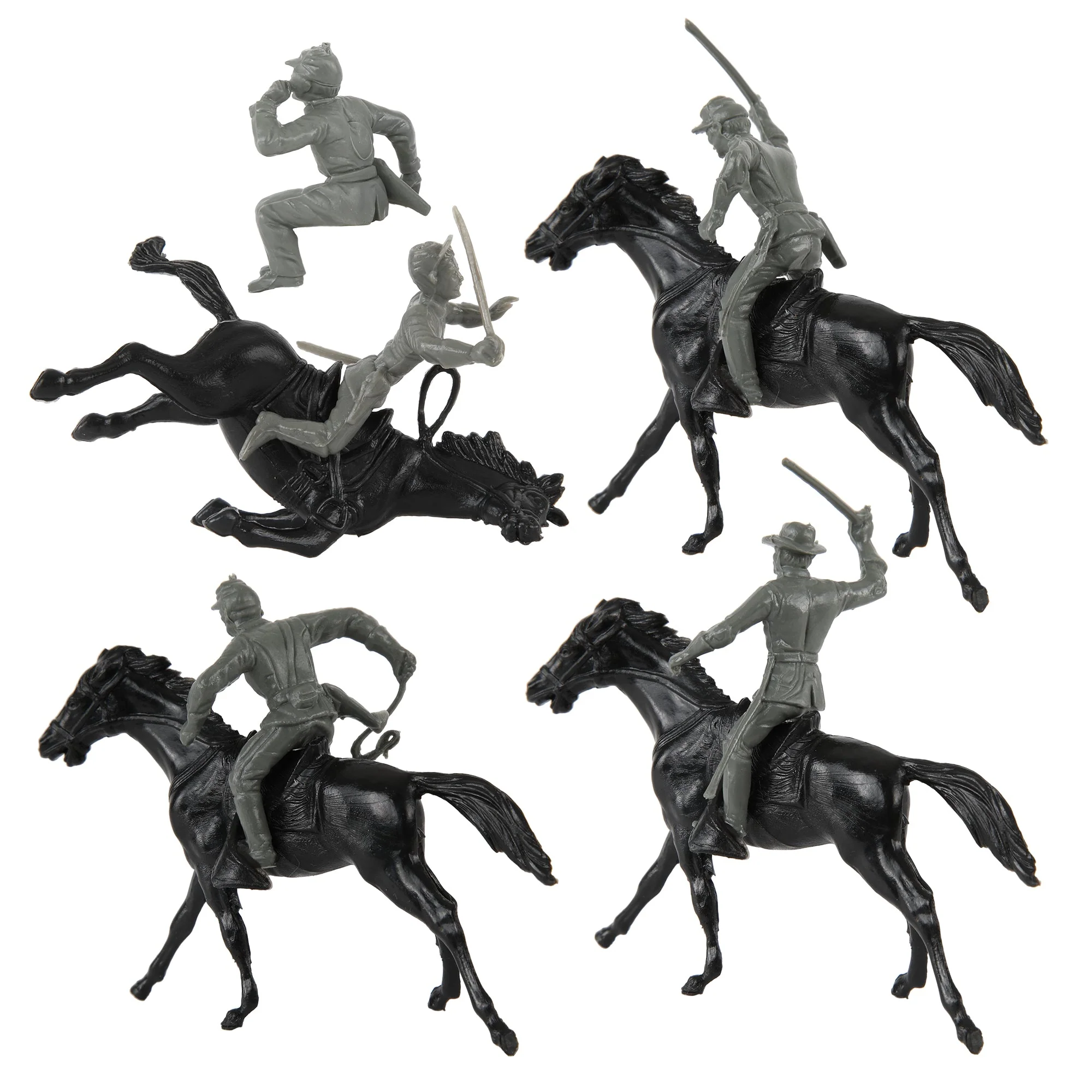 BMC Classic Marx Civil War Cavalry - 16pc Charcoal Gray Plastic Figure Playset - Image 5