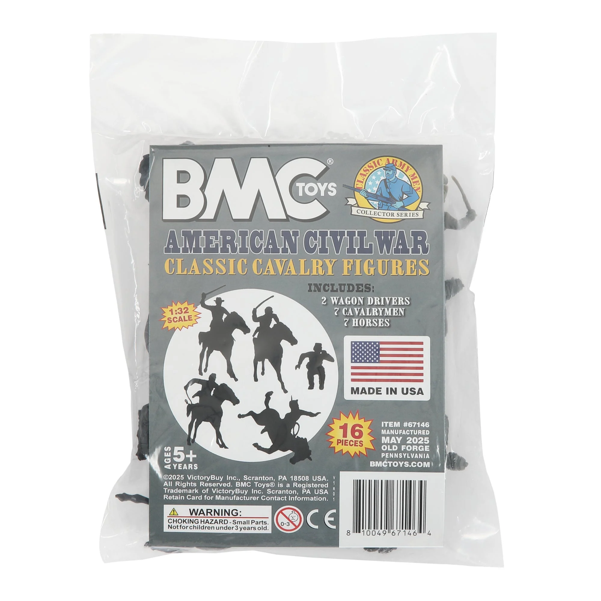 BMC Classic Marx Civil War Cavalry - 16pc Charcoal Gray Plastic Figure Playset - Image 6