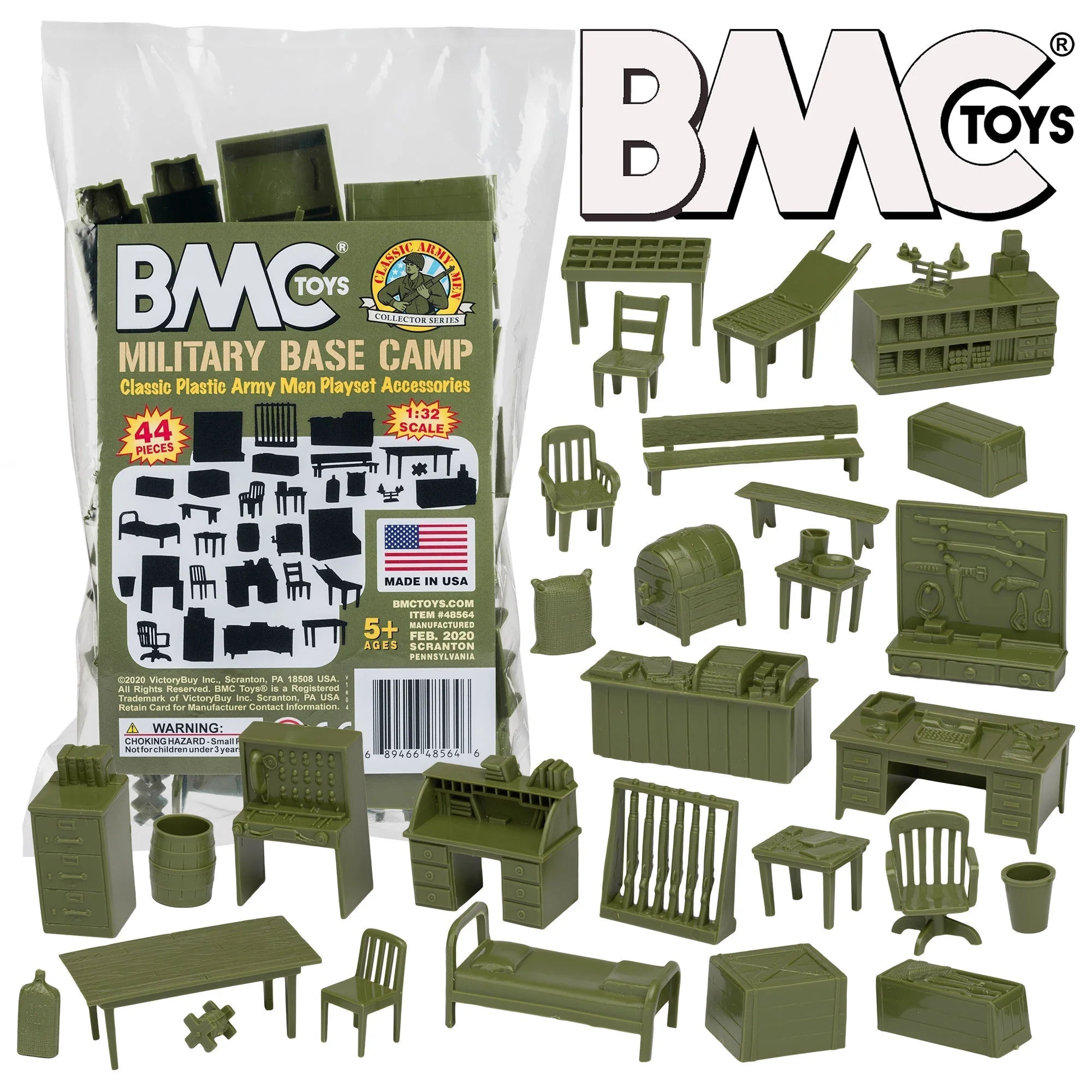 BMC Classic Marx Military Base Camp - 44pc Plastic Army Men Playset Accessories - Image 8