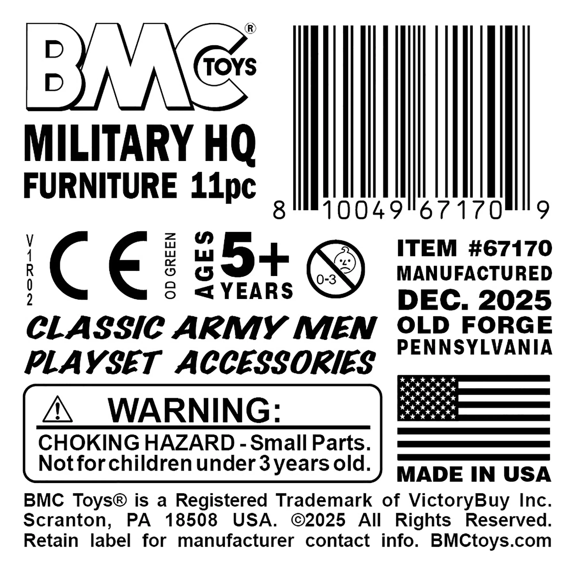 BMC Classic Marx Military HQ Accessories 11pc Plastic Army Men Playset Furniture - Image 4