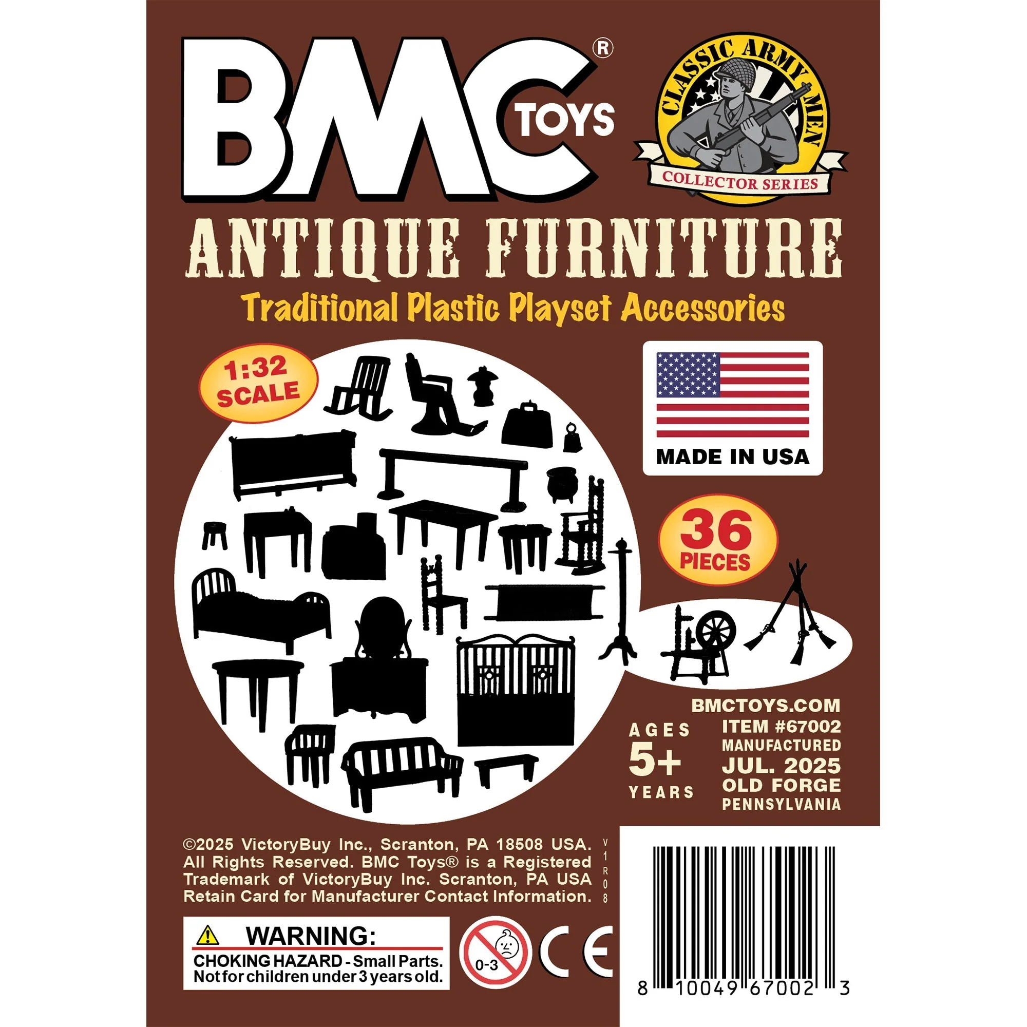 BMC Classic Marx Antique Furniture - 36pc Dollhouse Plastic Playset Accessories - Image 7