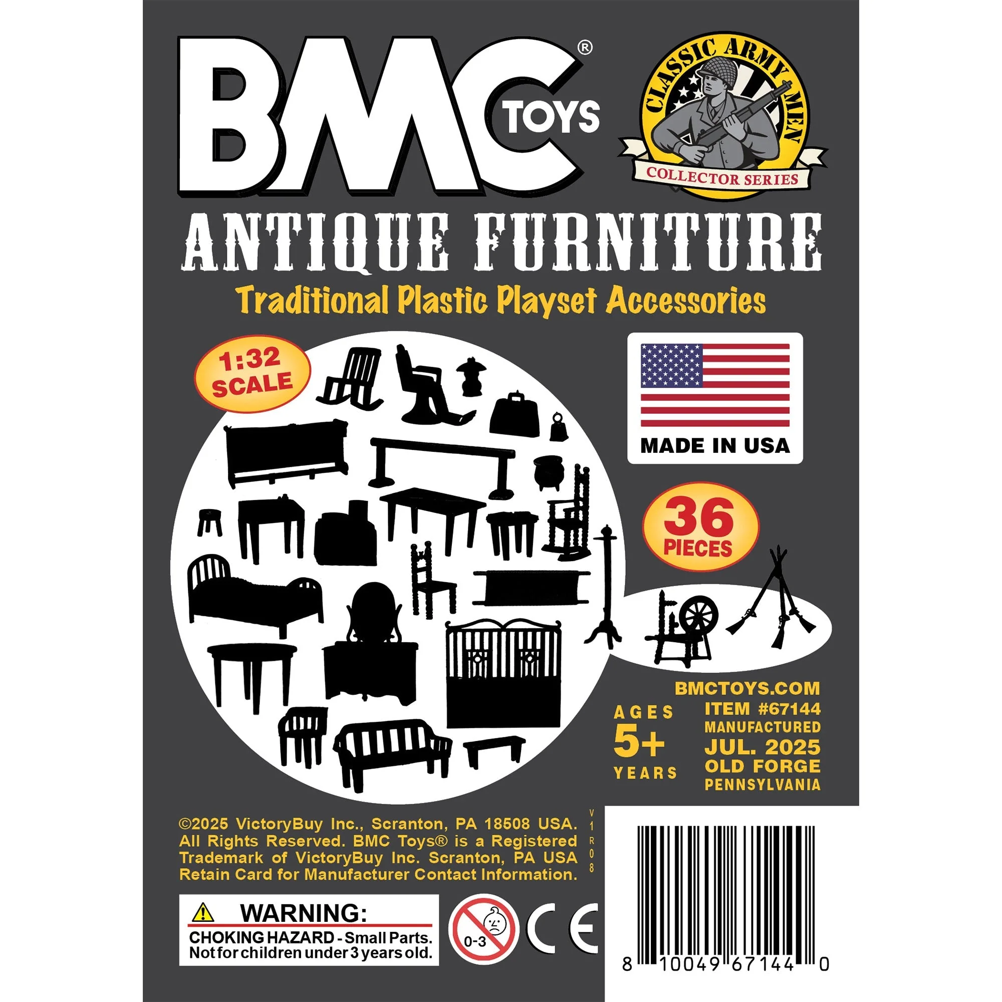 BMC Classic Marx Antique Furniture - 36pc Dollhouse Plastic Playset Accessories - Image 7