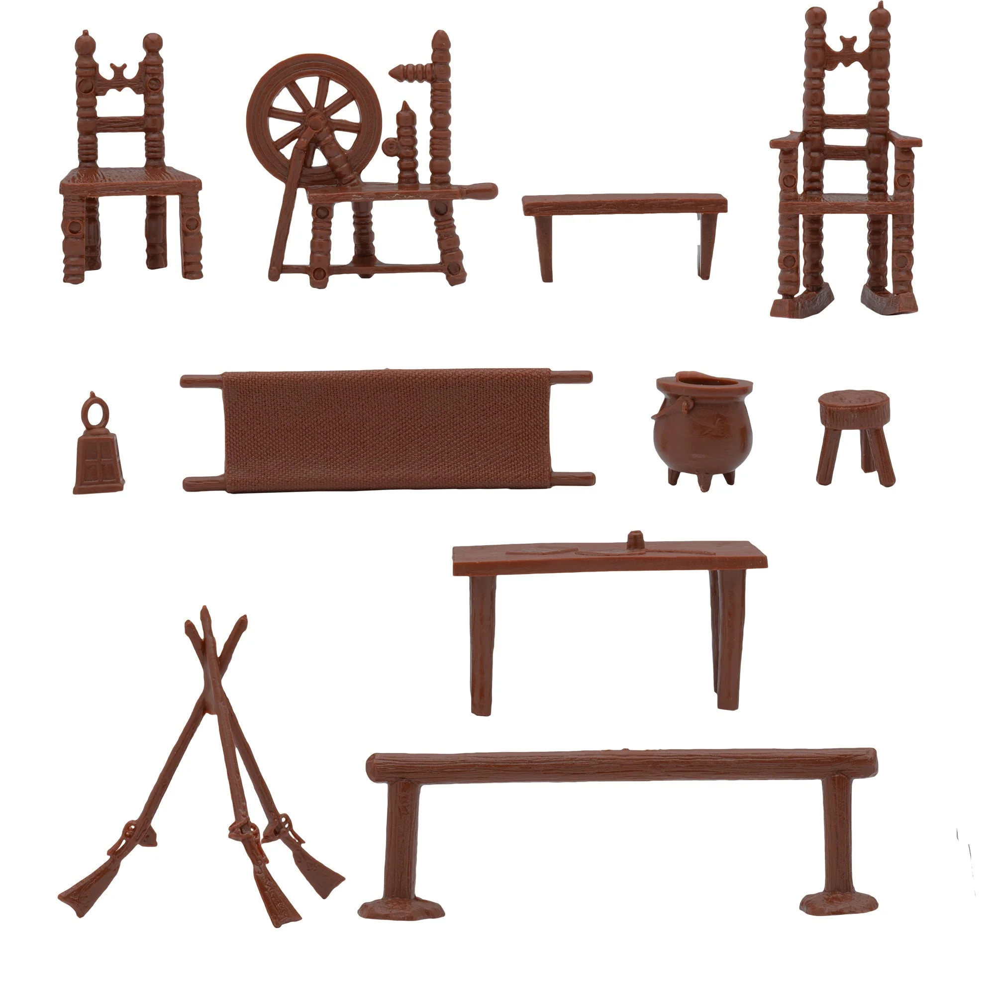 BMC Classic Marx Colonial Furniture - 14pc Plastic Playset Accessories Part Pack - Image 3