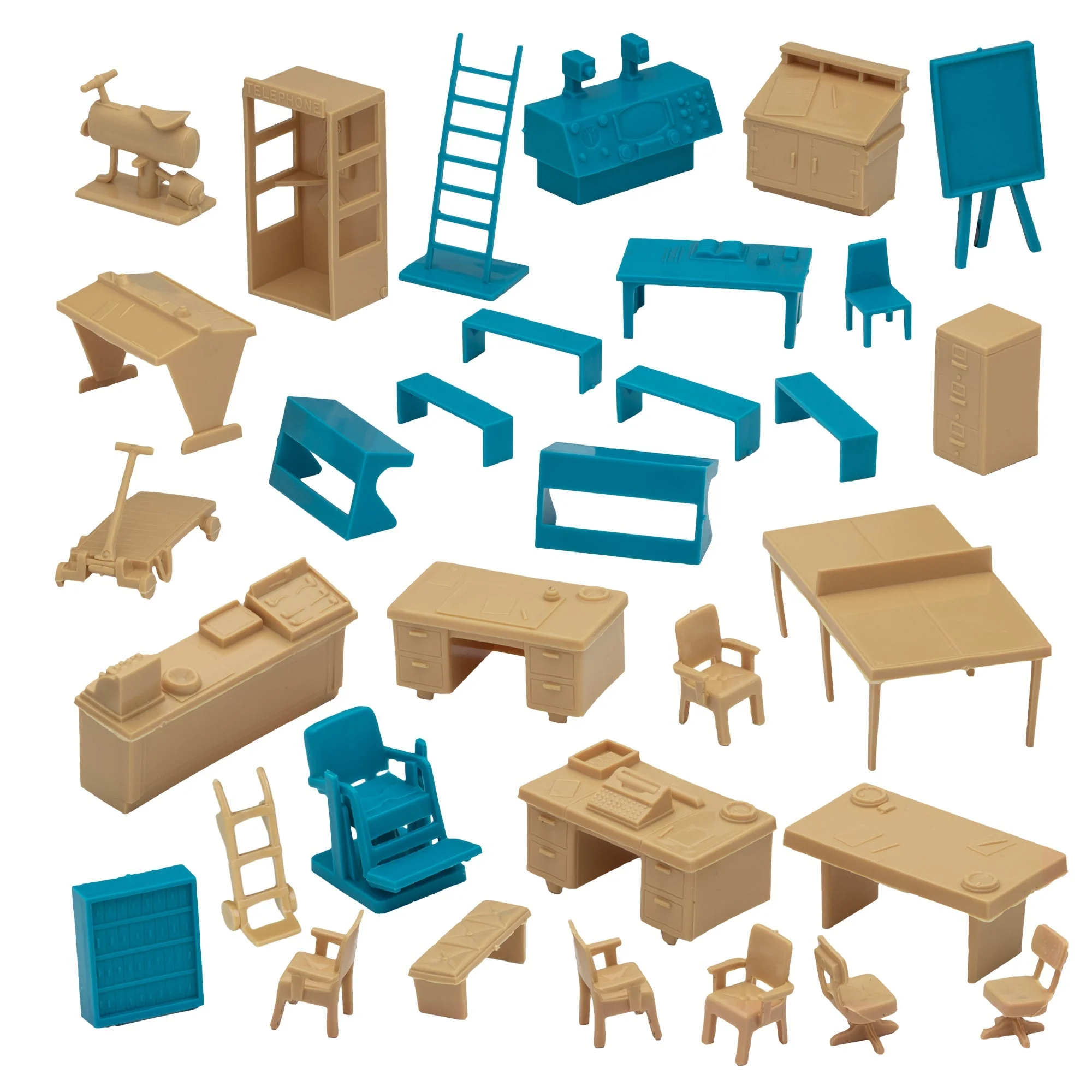 BMC Classic Marx Mid-Century Modern Furniture - 32pc Plastic Playset Accessories - Image 3