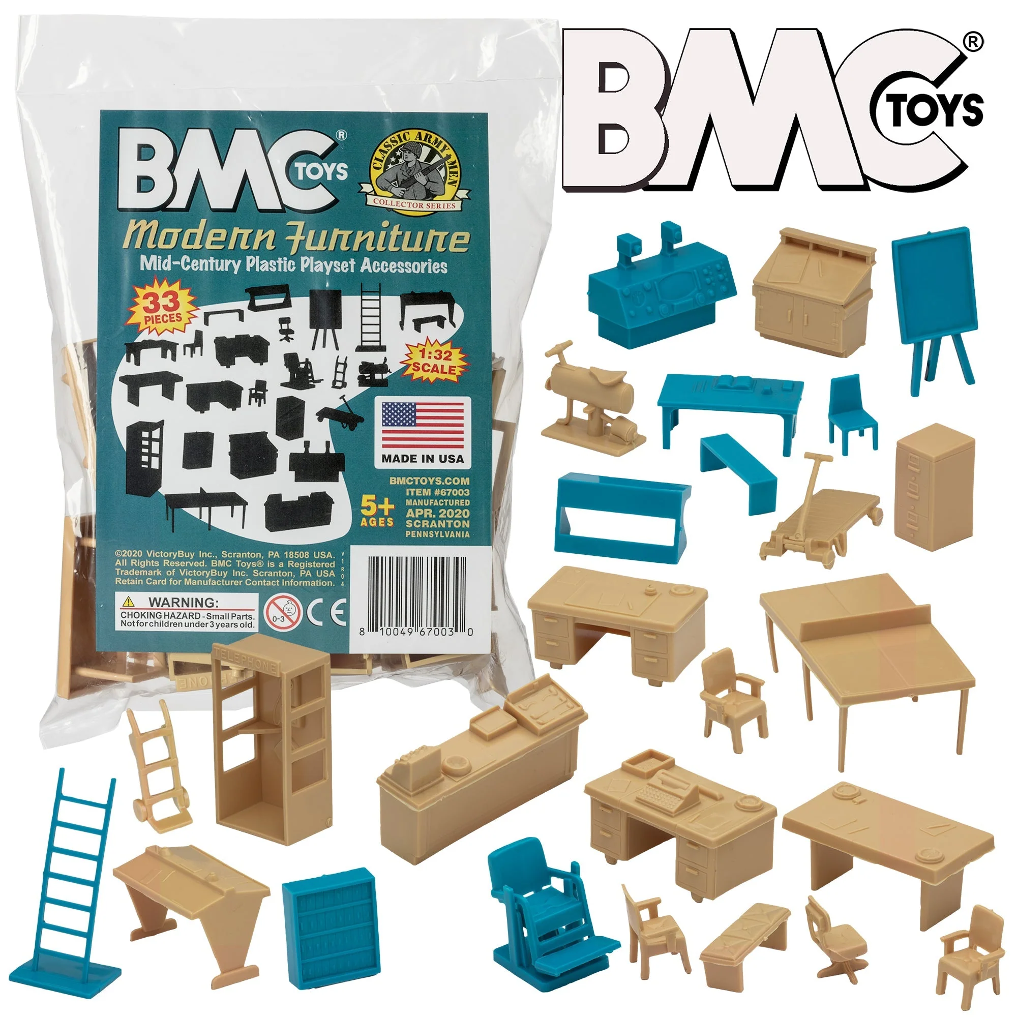 BMC Classic Marx Mid-Century Modern Furniture - 32pc Plastic Playset Accessories - Image 8
