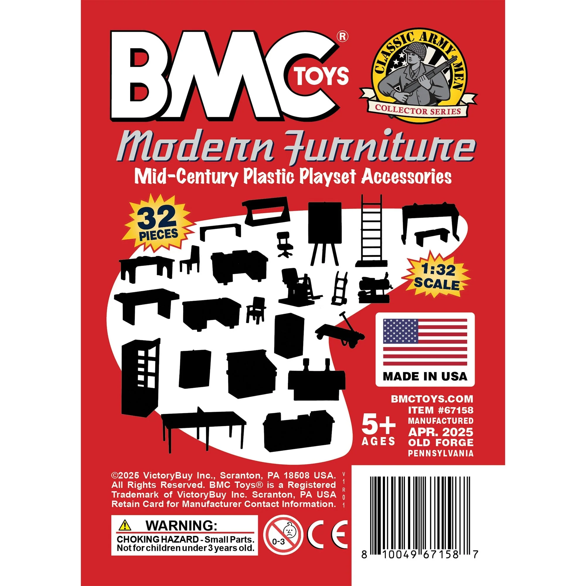 BMC Classic Marx Mid-Century Modern Furniture - 32pc Plastic Playset Accessories - Image 7