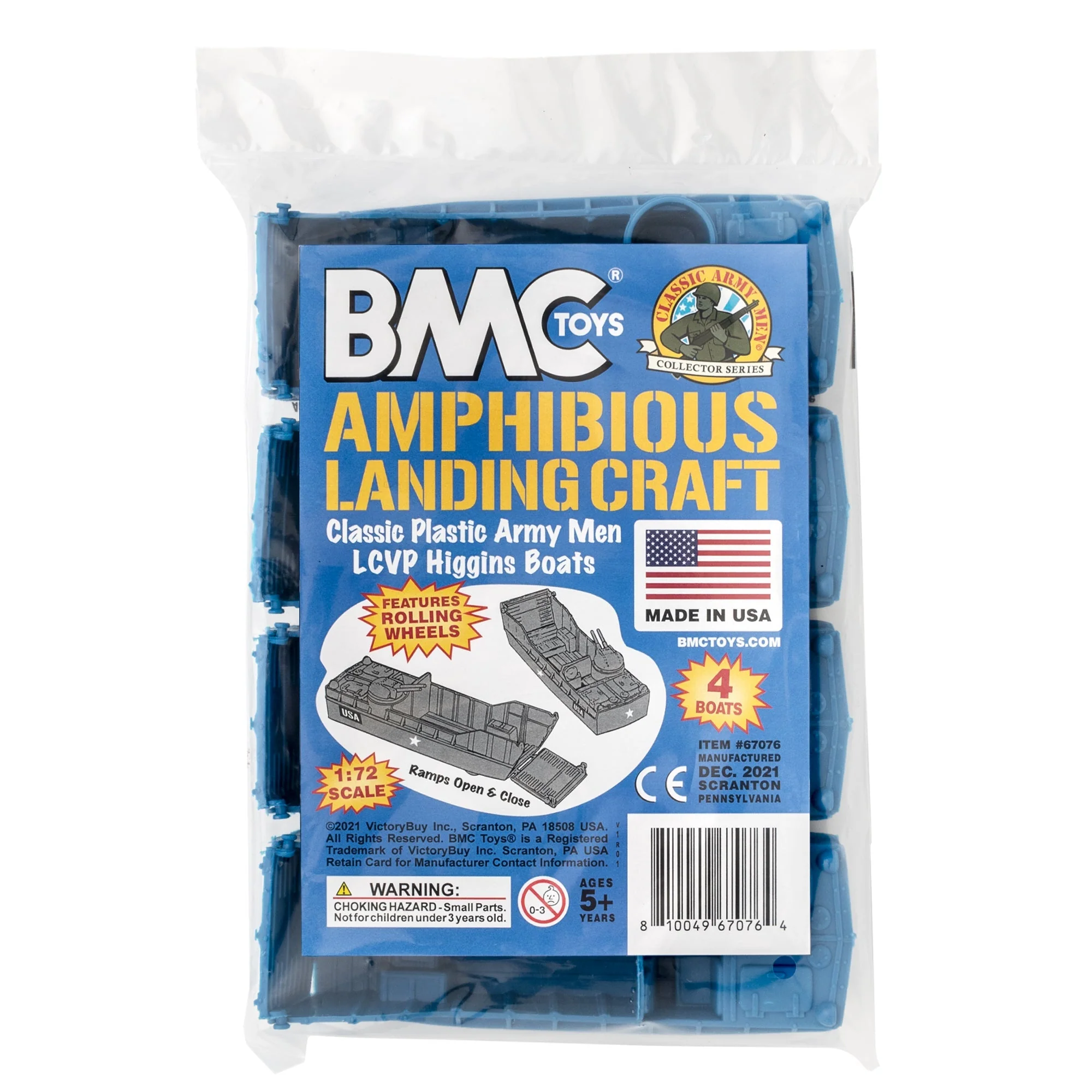 BMC Classic Marx Landing Craft - 4pc Blue Plastic Army Men Boat Vehicles - Image 5