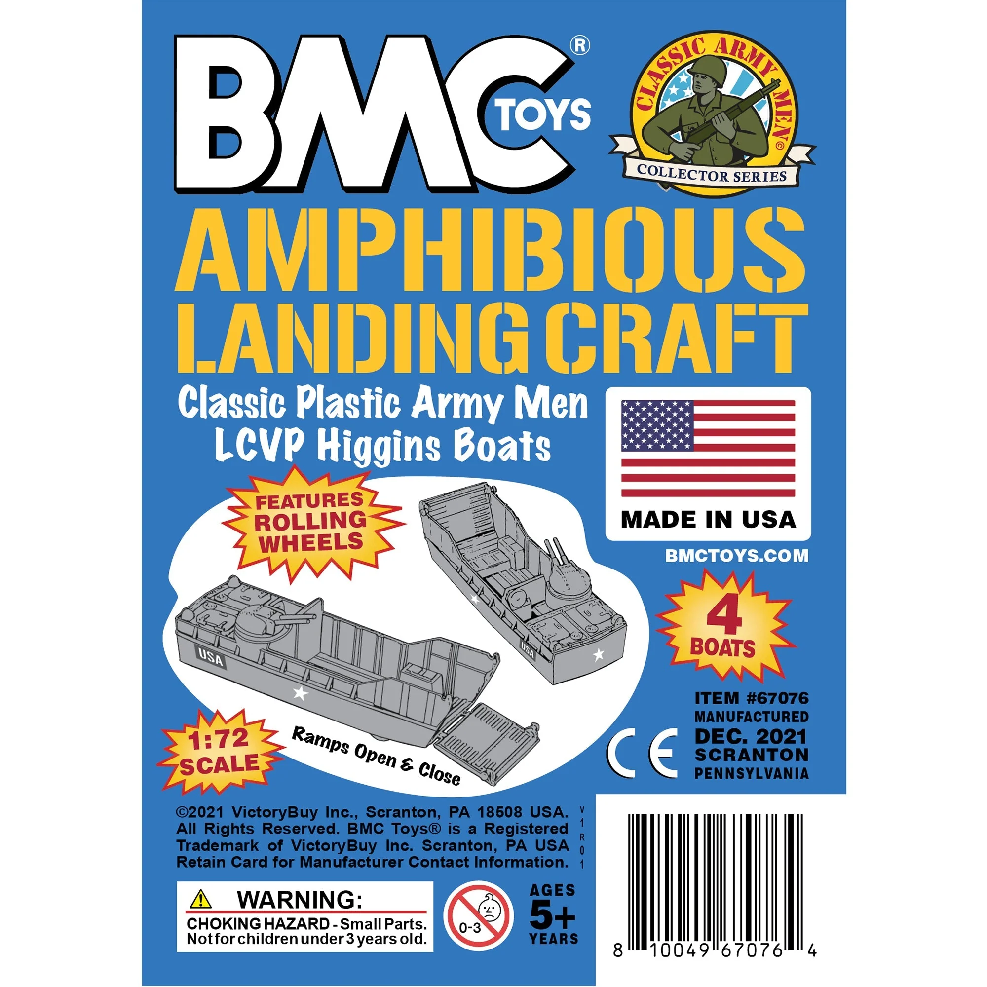 BMC Classic Marx Landing Craft - 4pc Blue Plastic Army Men Boat Vehicles - Image 6