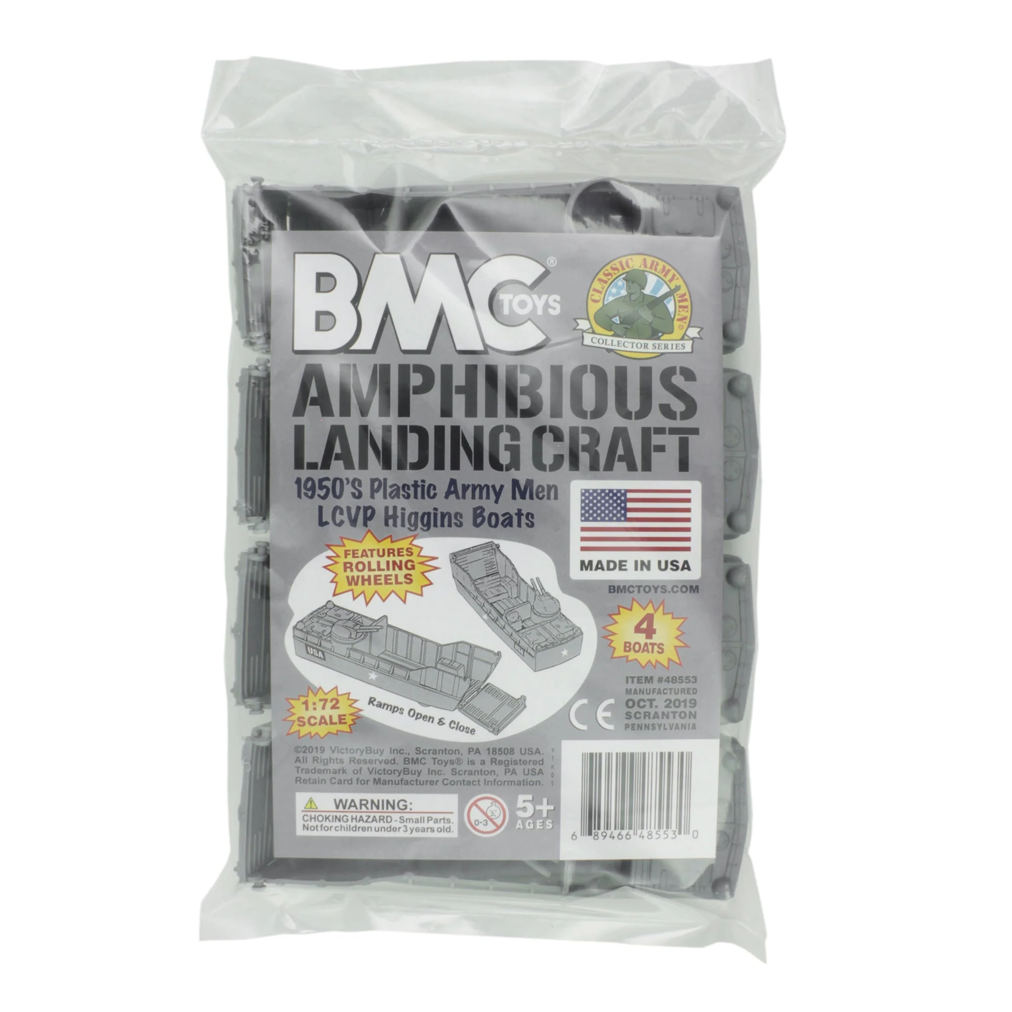 BMC Classic Marx Landing Craft - 4pc Gray Plastic Army Men Boat Vehicles - Image 6