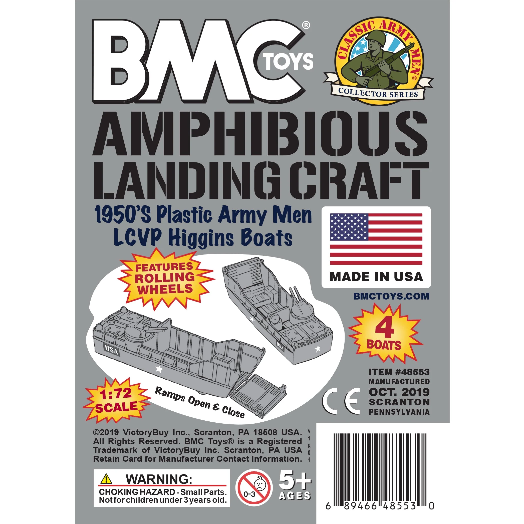 BMC Classic Marx Landing Craft - 4pc Gray Plastic Army Men Boat Vehicles - Image 7