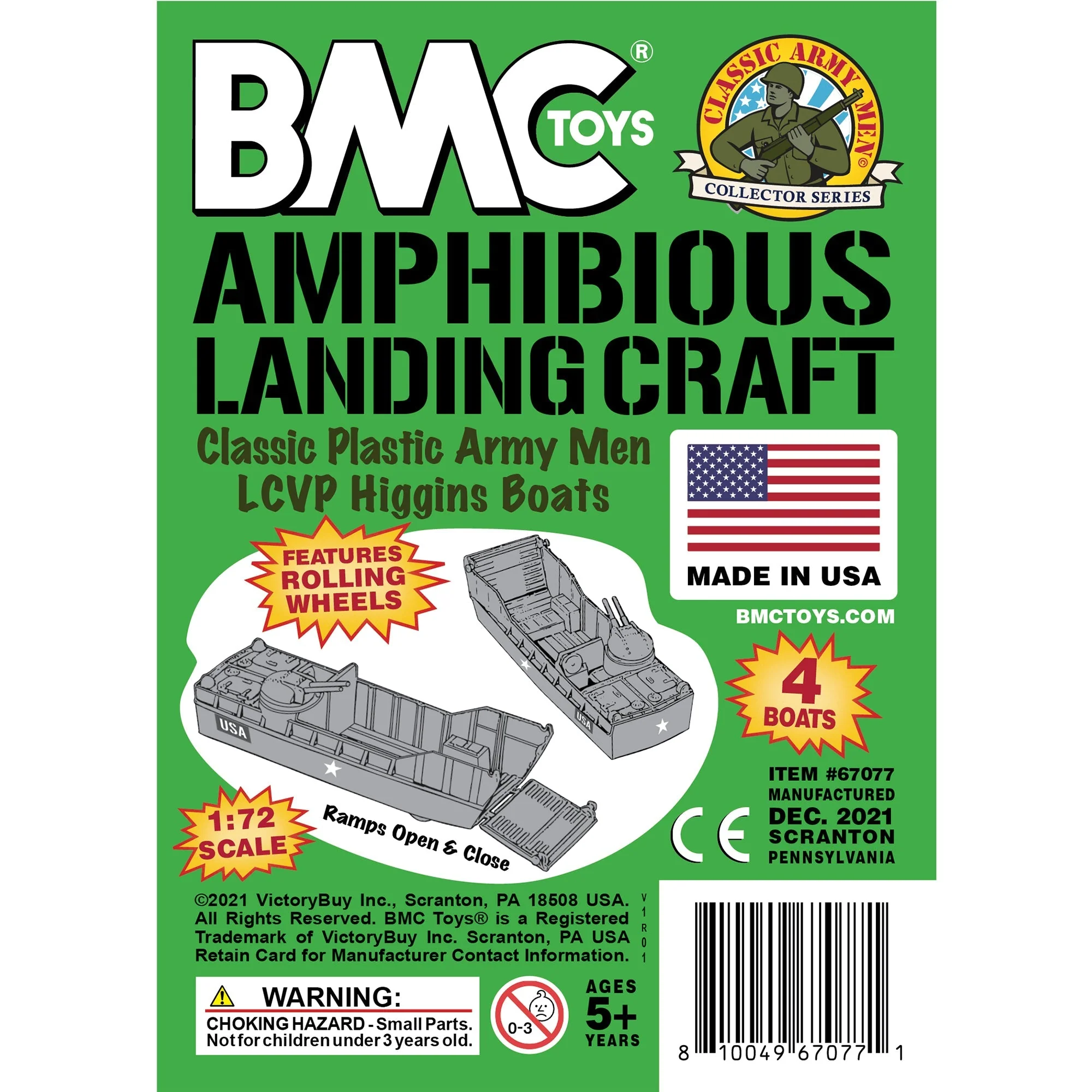 BMC Classic Marx Landing Craft - 4pc Green Plastic Army Men Boat Vehicles - Image 6