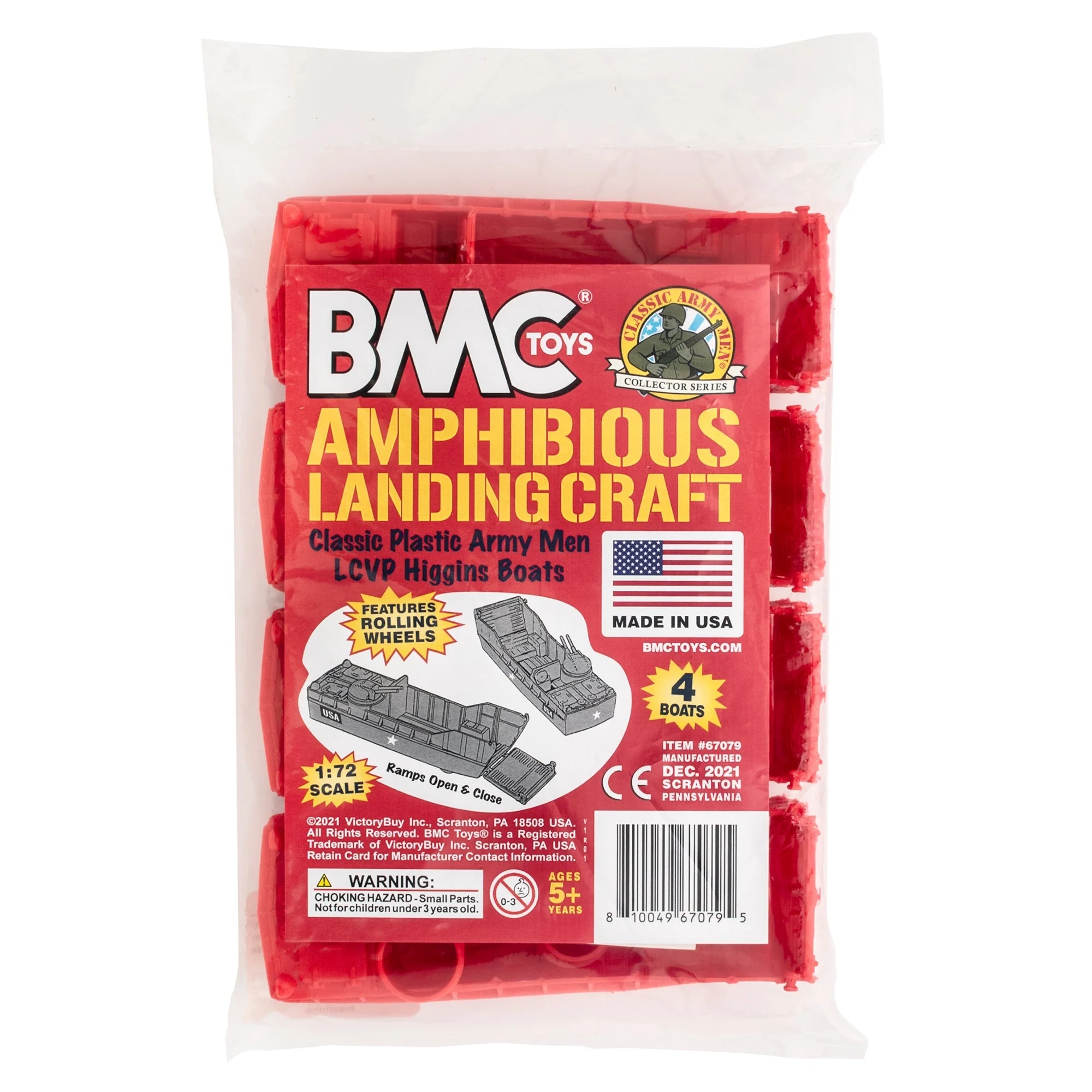 BMC Classic Marx Landing Craft - 4pc Red Plastic Army Men Boat Vehicles - Image 5