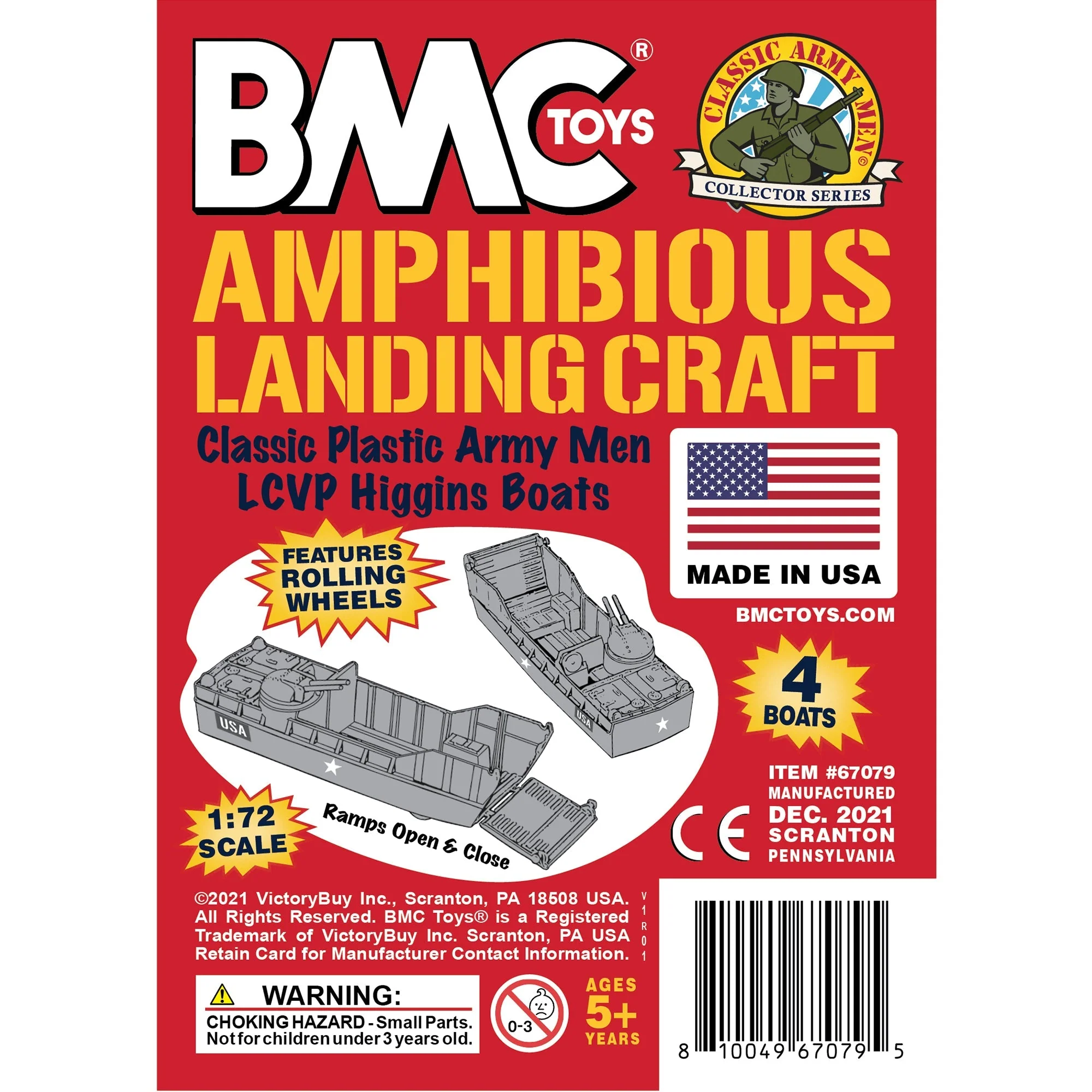 BMC Classic Marx Landing Craft - 4pc Red Plastic Army Men Boat Vehicles - Image 6
