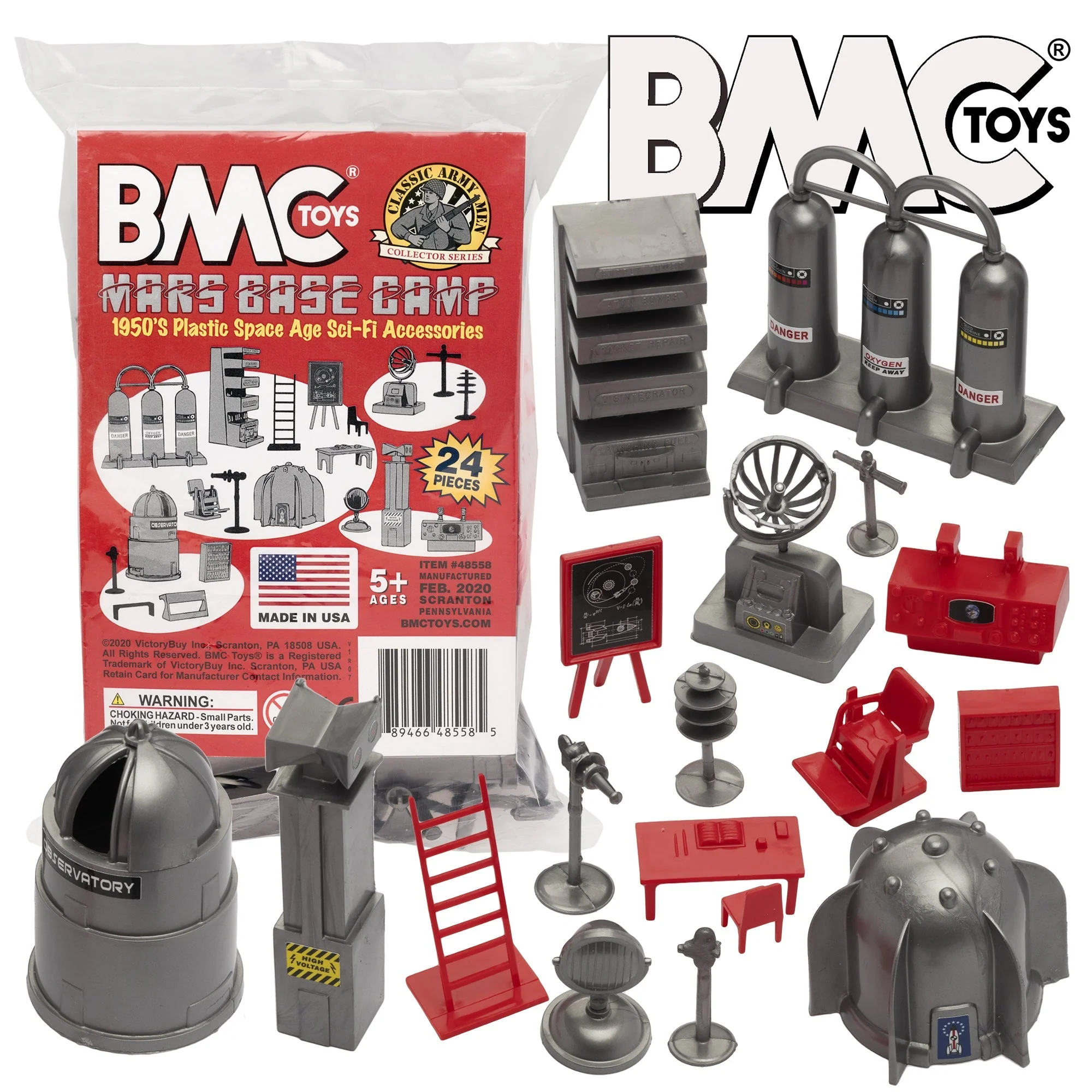 BMC Classic Sci-Fi Mars Base Camp 24pc Plastic Army Men Space Accessory Playset - Image 10