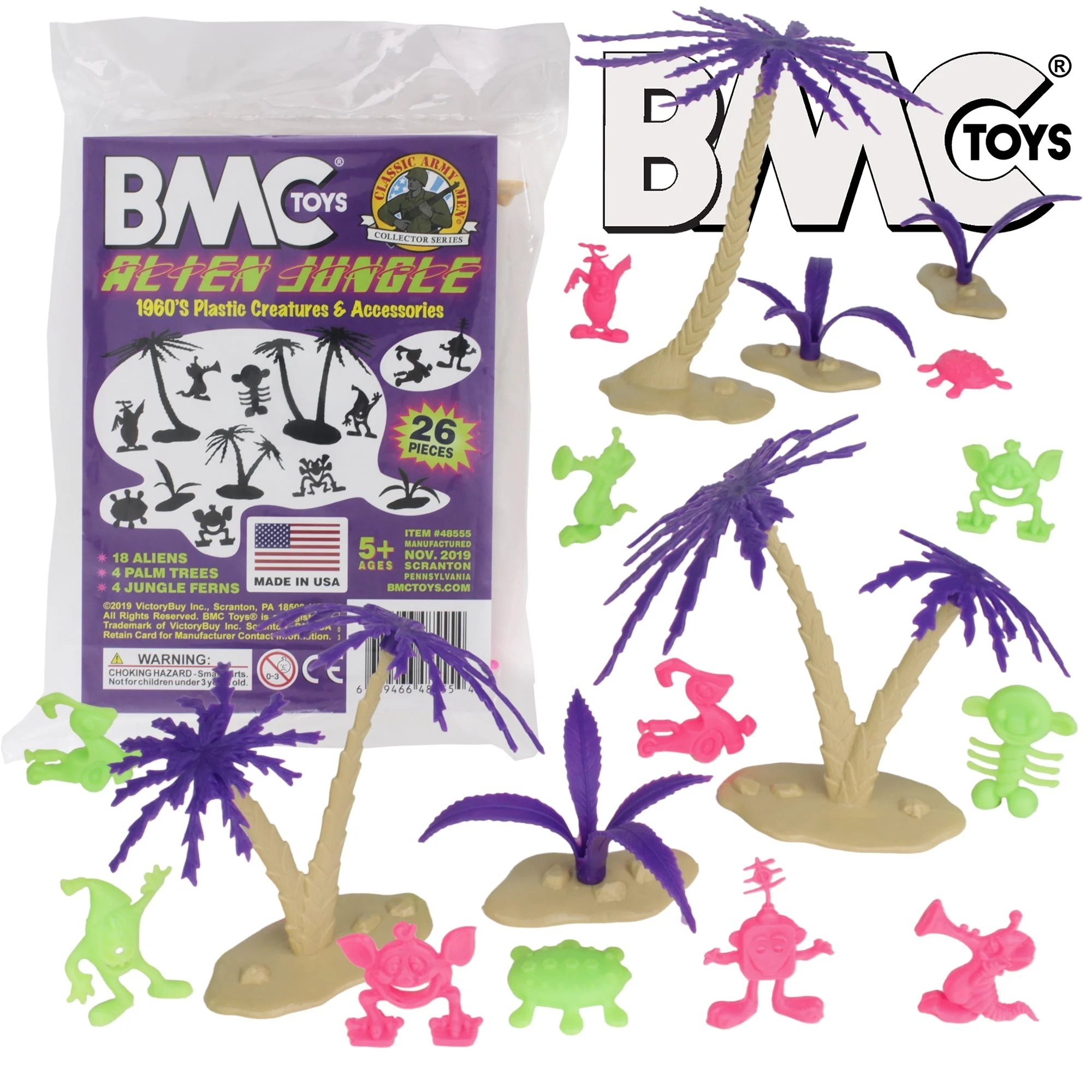 BMC Classic Sci-Fi Alien Jungle - 26pc Plastic Figure & Accessory Playset - Image 9