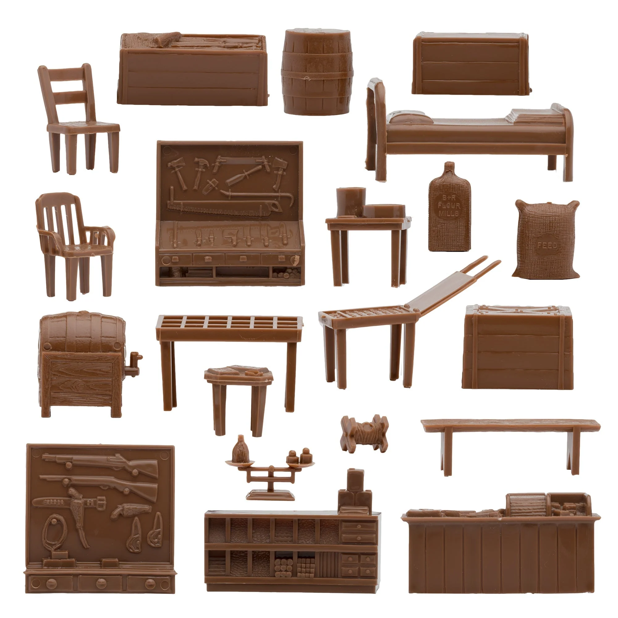 BMC Classic Marx Western Town Furniture 42pc Plastic Cowboys Playset Accessories - Image 3
