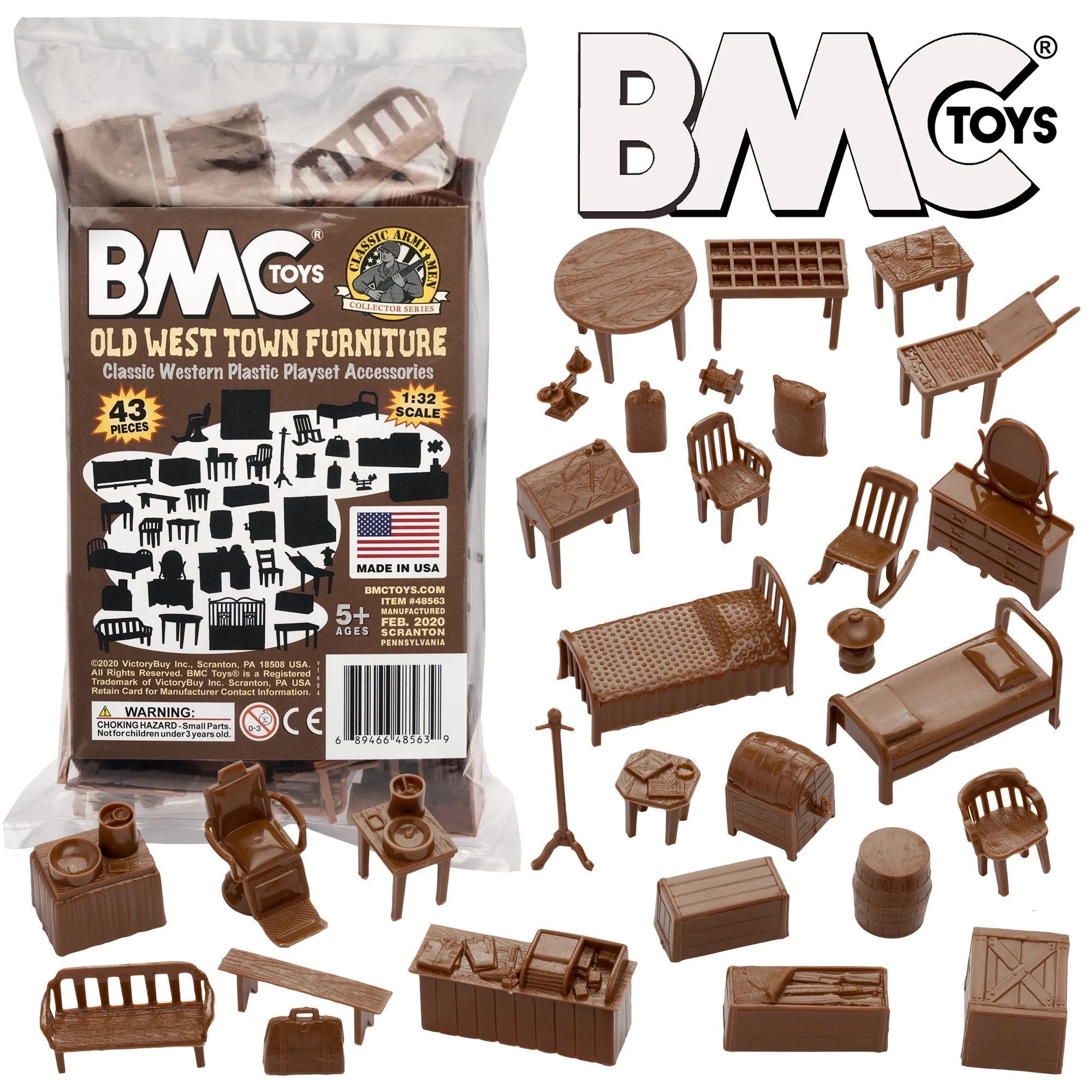 BMC Classic Marx Western Town Furniture 42pc Plastic Cowboys Playset Accessories - Image 8