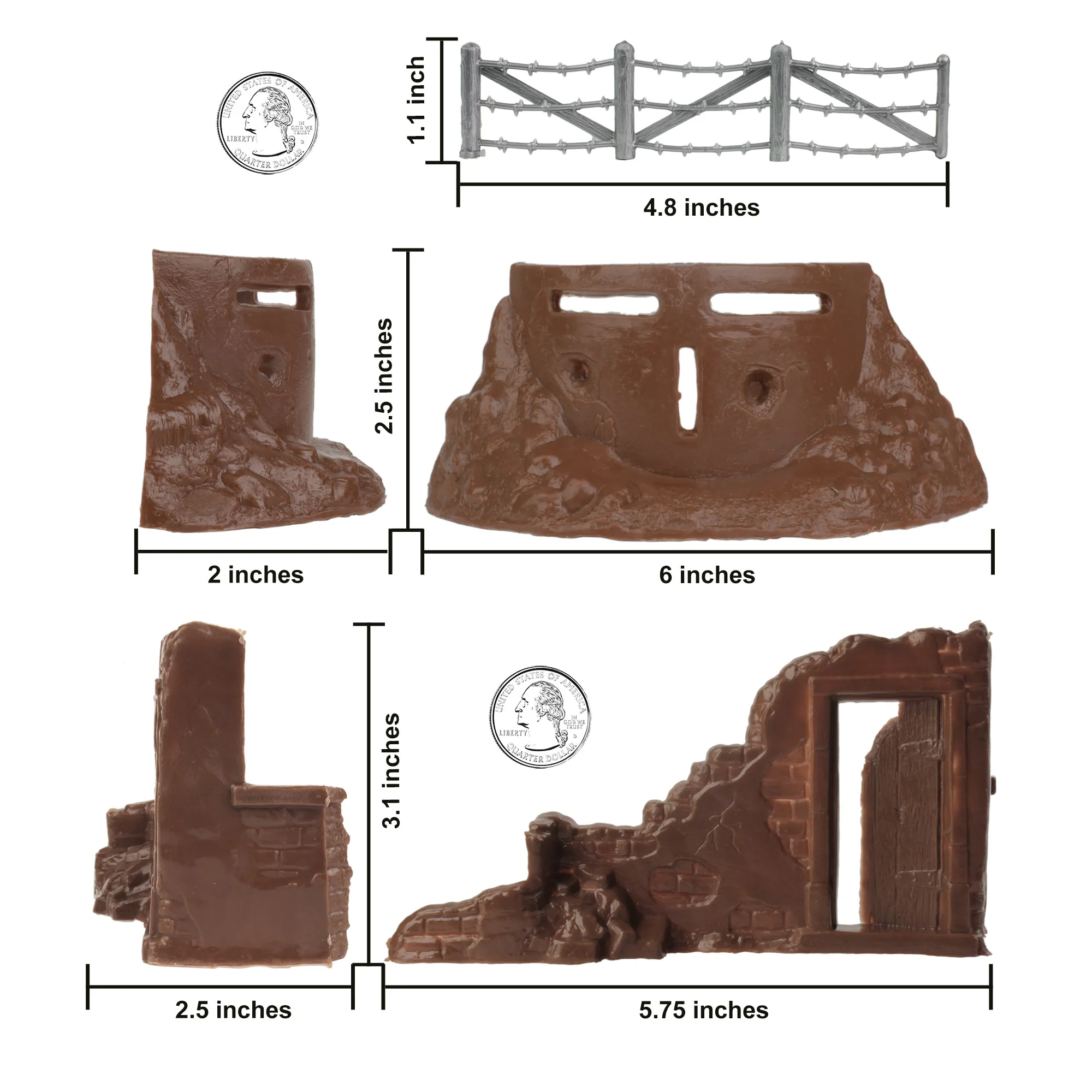 BMC Classic Marx Axis Ambush - 14pc Brown Plastic Army Men Playset Accessories - Image 2