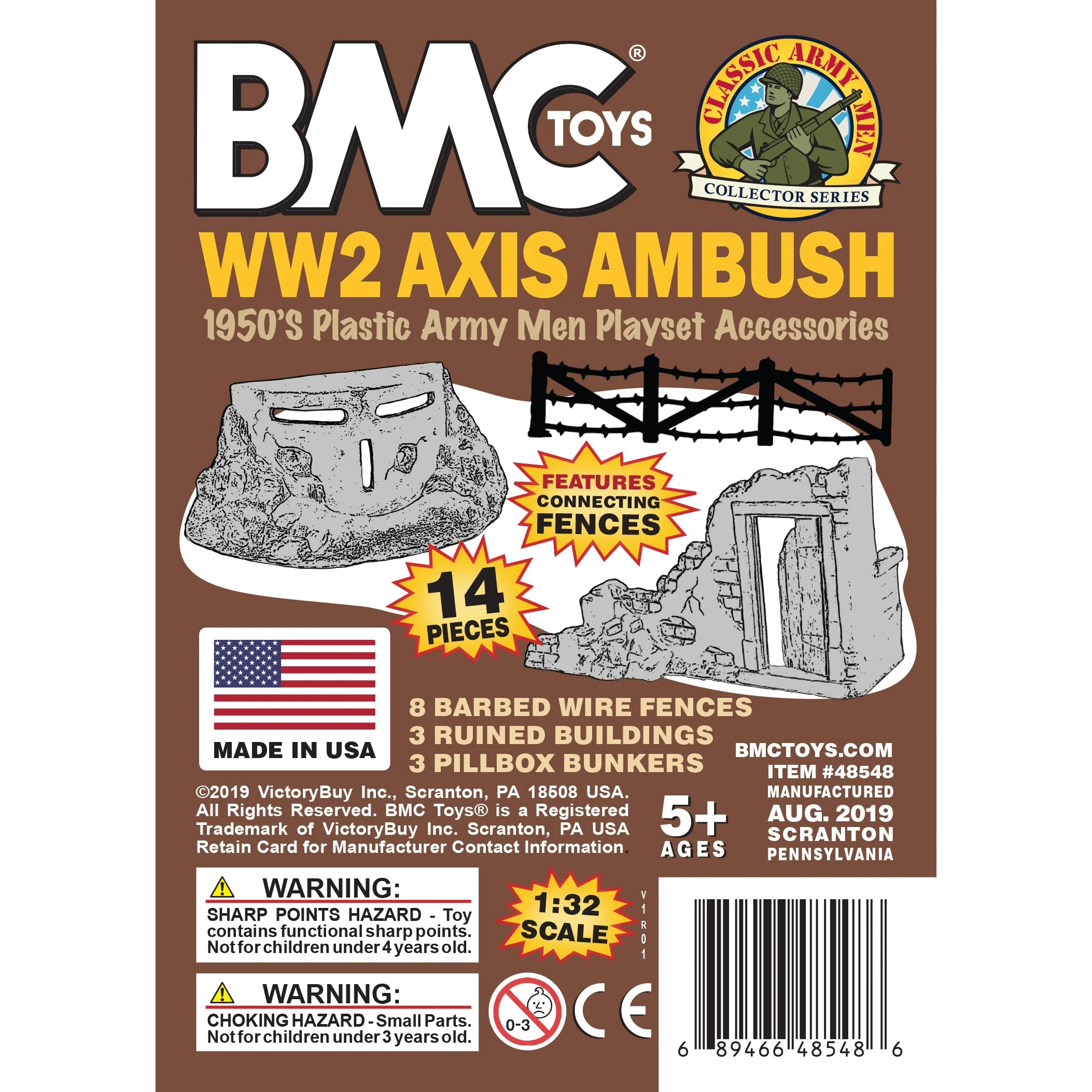 BMC Classic Marx Axis Ambush - 14pc Brown Plastic Army Men Playset Accessories - Image 6