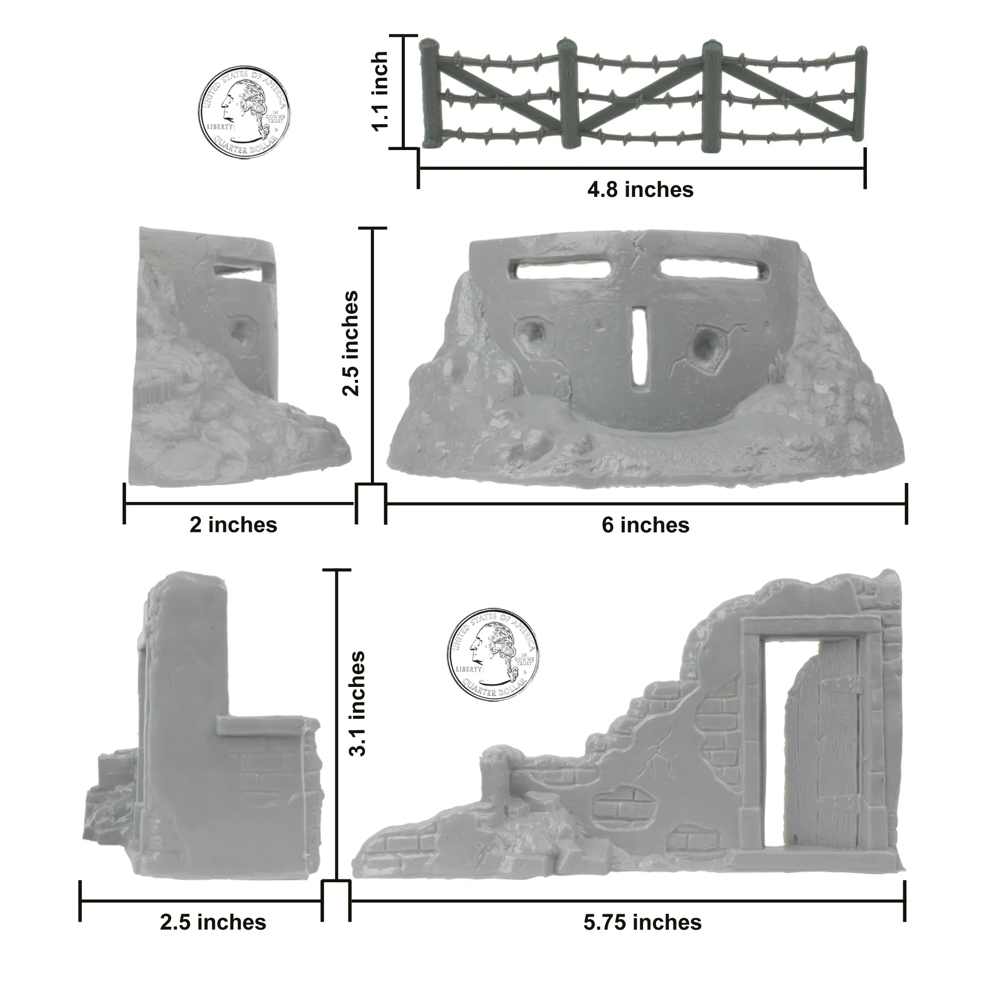 BMC Classic Marx Axis Ambush - 14pc Gray Plastic Army Men Playset Accessories - Image 3