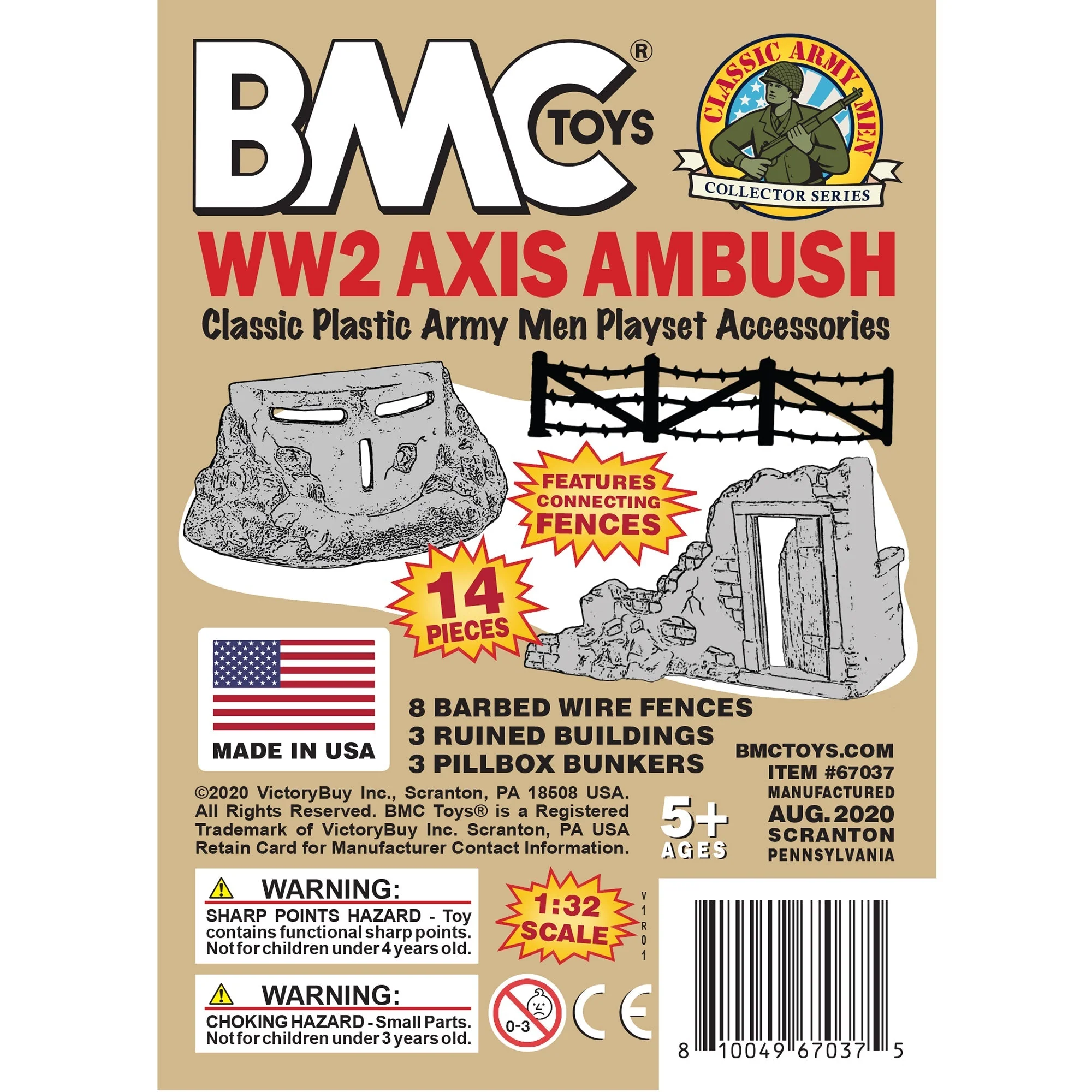 BMC Classic Marx Axis Ambush - 14pc Tan Plastic Army Men Playset Accessories - Image 6