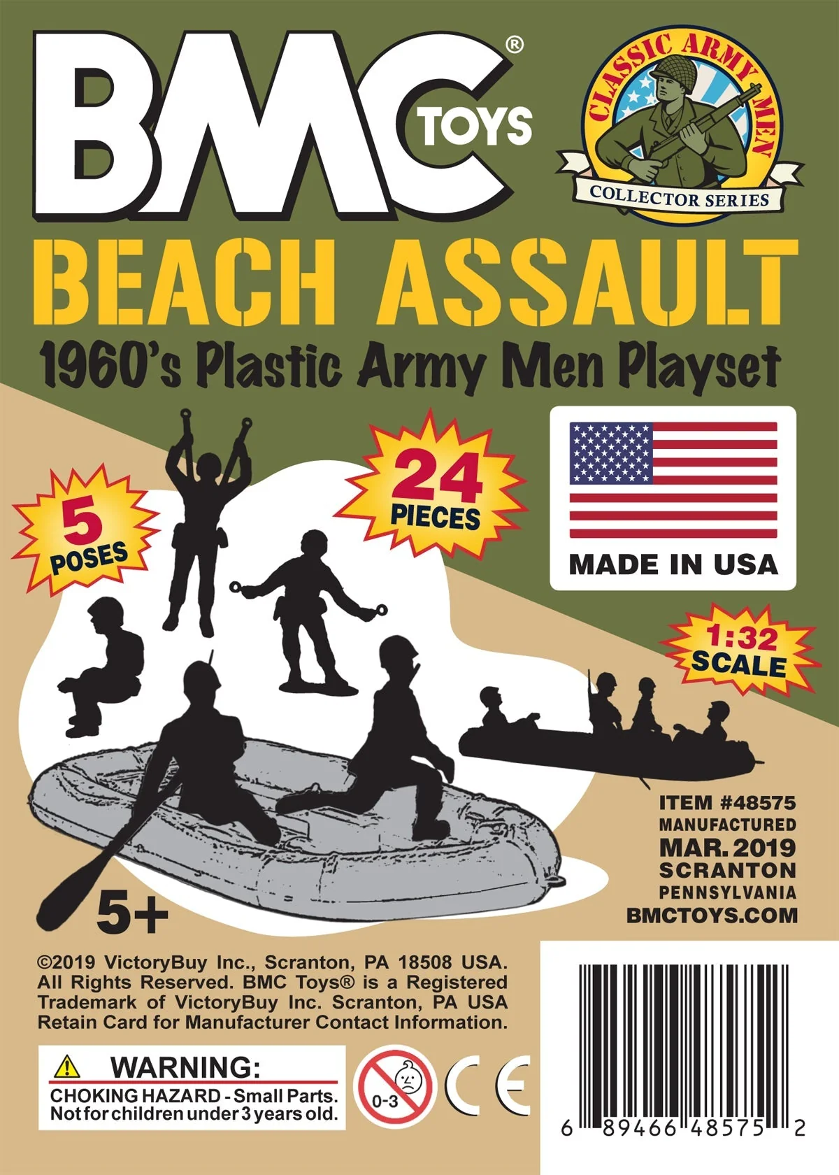 BMC Marx Plastic Army Men Beach Assault - OD Green & Tan 24pc WW2 US Soldiers - Image 7