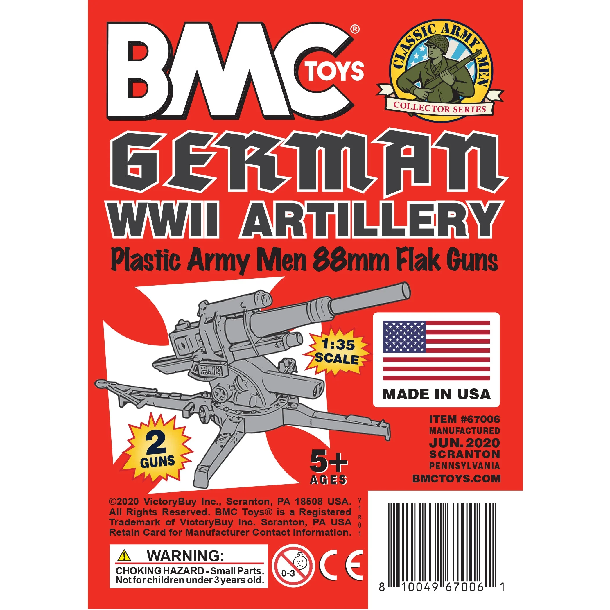 BMC Classic WW2 German 88mm Artillery - 2pc Gray Plastic Army Men Accessories - Image 7