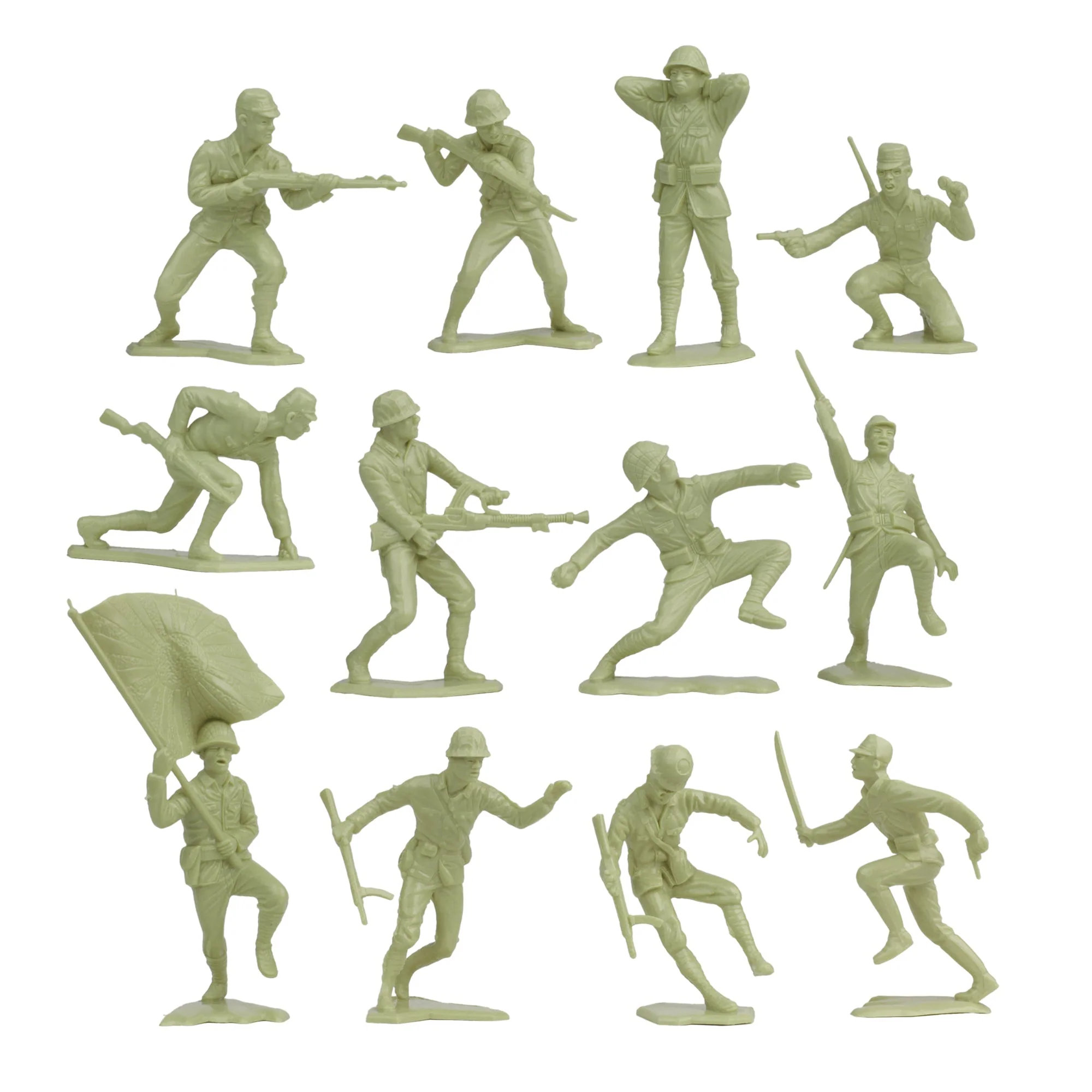 BMC Classic Marx Japanese Plastic Army Men Khaki-Green 32pc WW2 Soldier Figures - Image 3