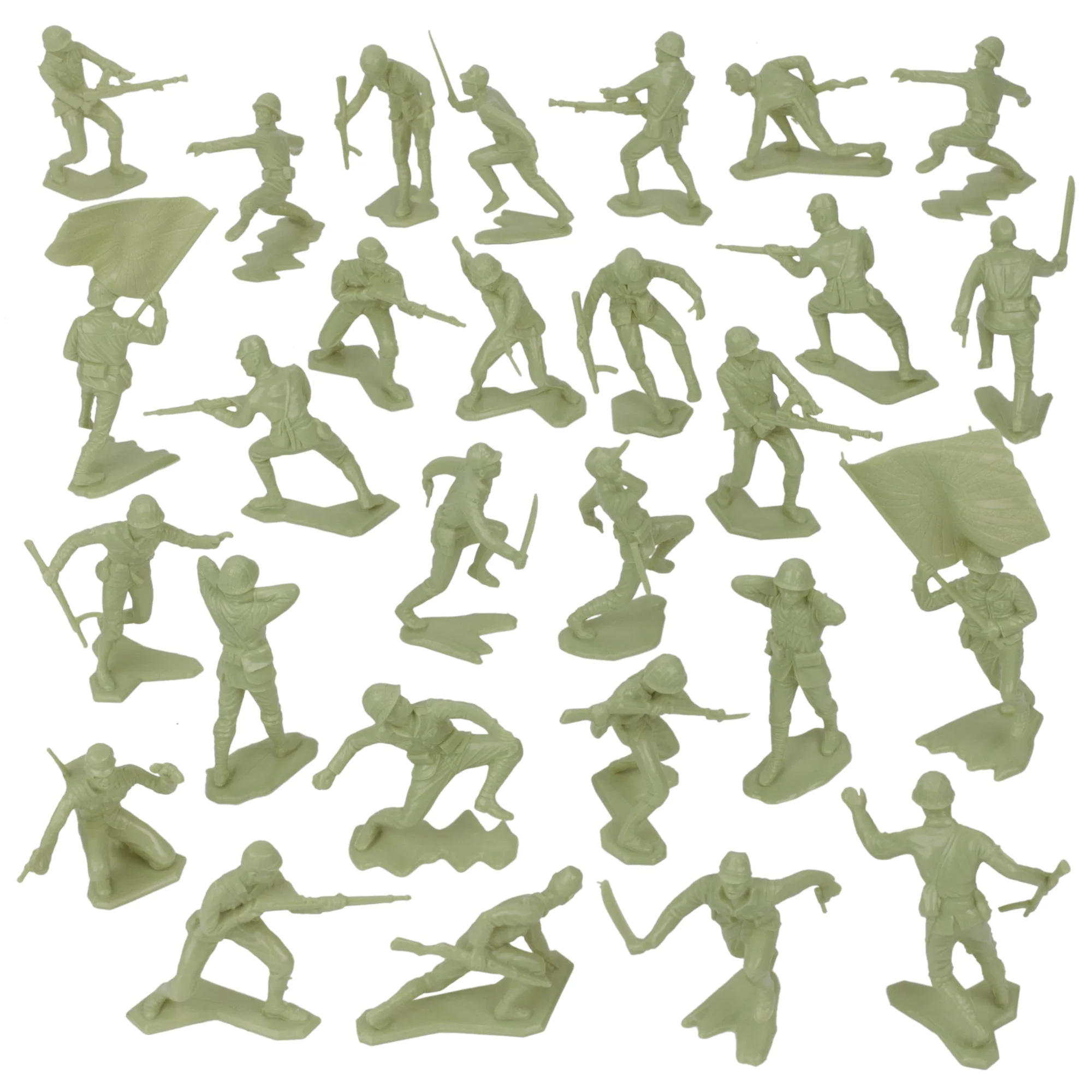 BMC Classic Marx Japanese Plastic Army Men Khaki-Green 32pc WW2 Soldier Figures - Image 4