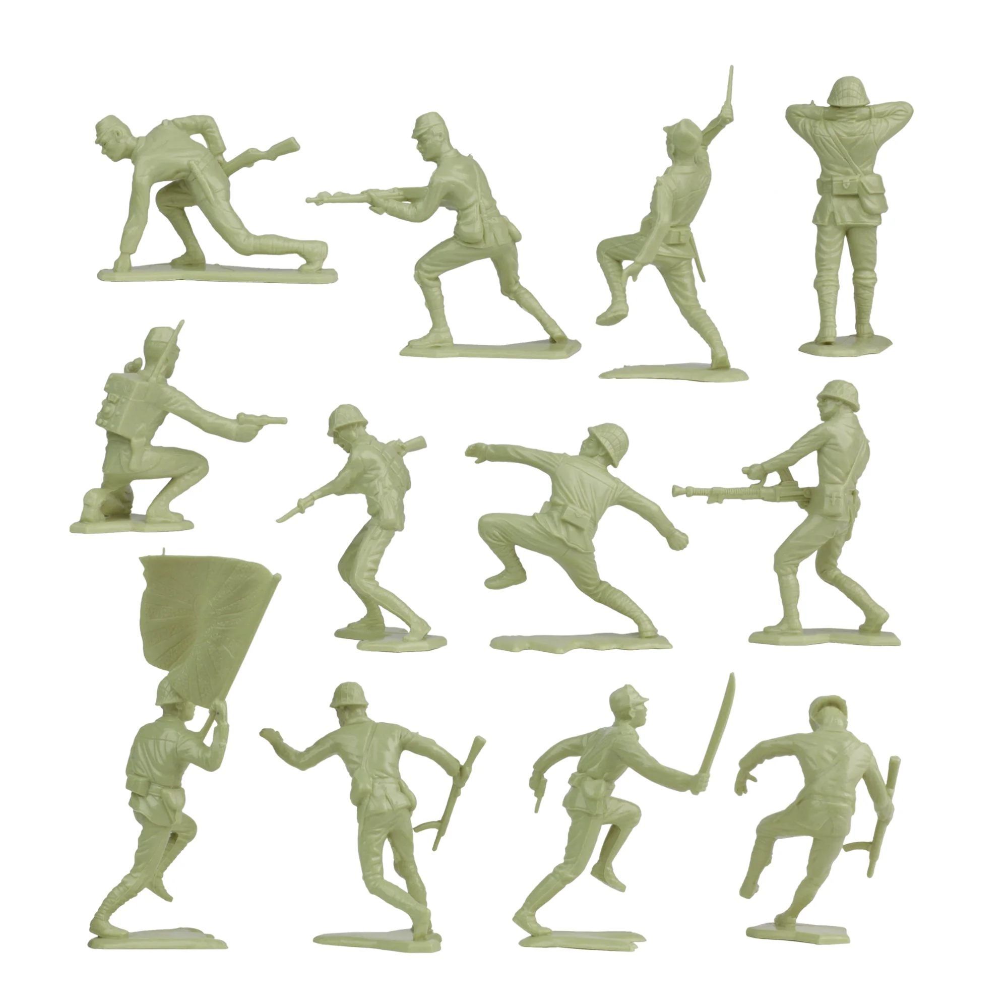 BMC Classic Marx Japanese Plastic Army Men Khaki-Green 32pc WW2 Soldier Figures - Image 5