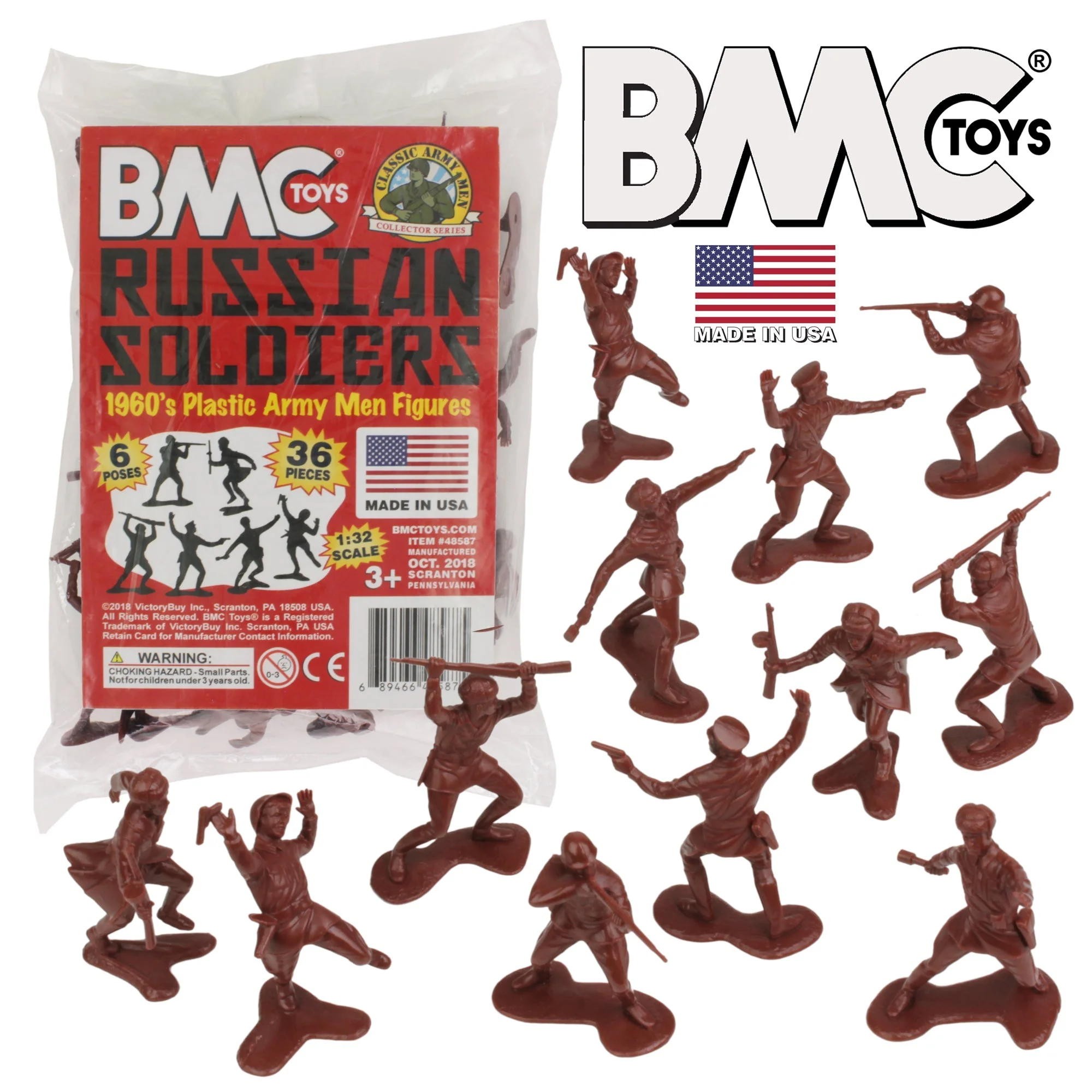 BMC Classic Marx Russian Plastic Army Men - 36pc WW2 Soldier Figures - USA Made - Image 8