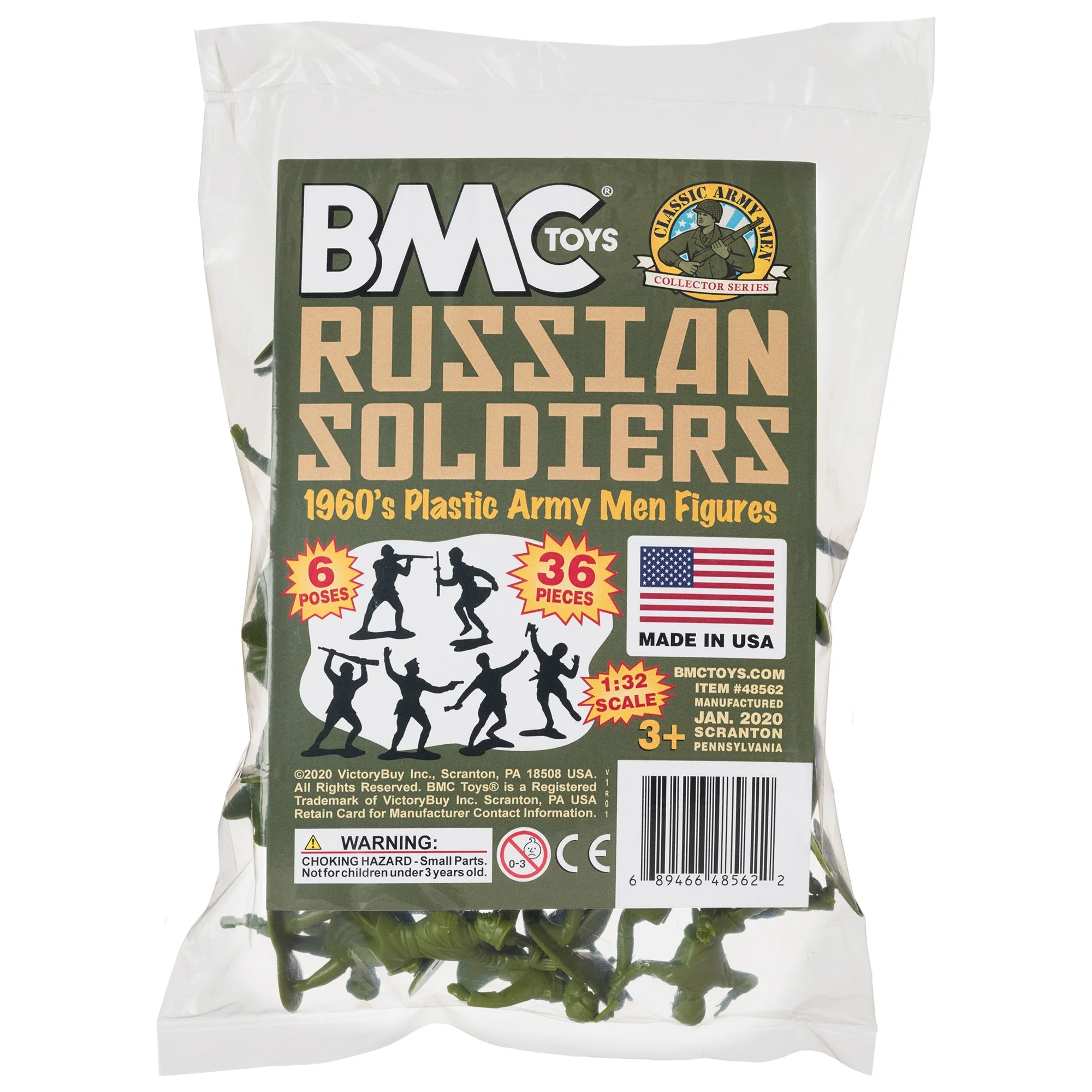 BMC Classic Marx Russian Plastic Army Men - OD Green 36pc WW2 Soldier Figures - Image 6