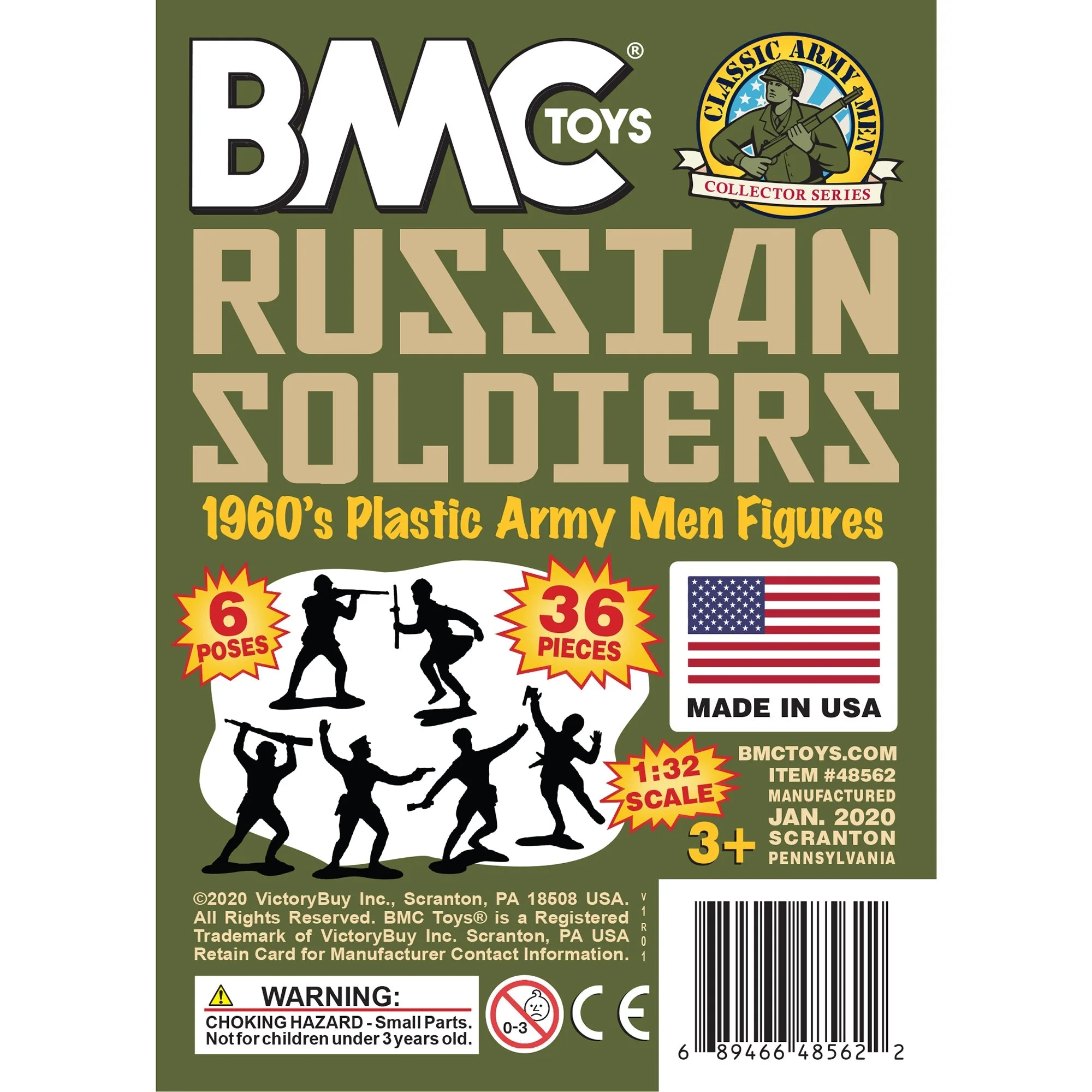 BMC Classic Marx Russian Plastic Army Men - OD Green 36pc WW2 Soldier Figures - Image 7