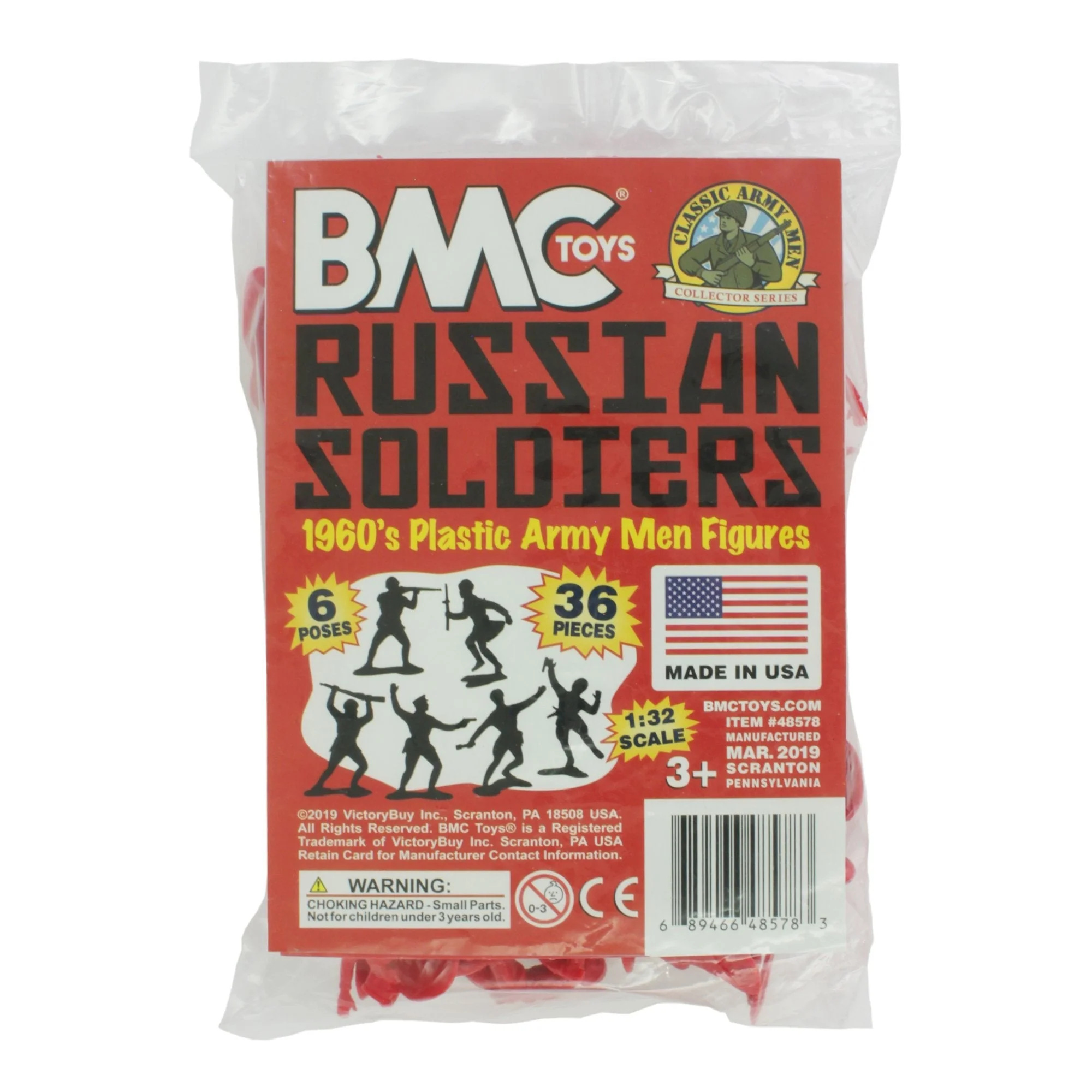 BMC Classic Marx Russian Plastic Army Men - Red 36pc WW2 Soldier Figures US Made - Image 6
