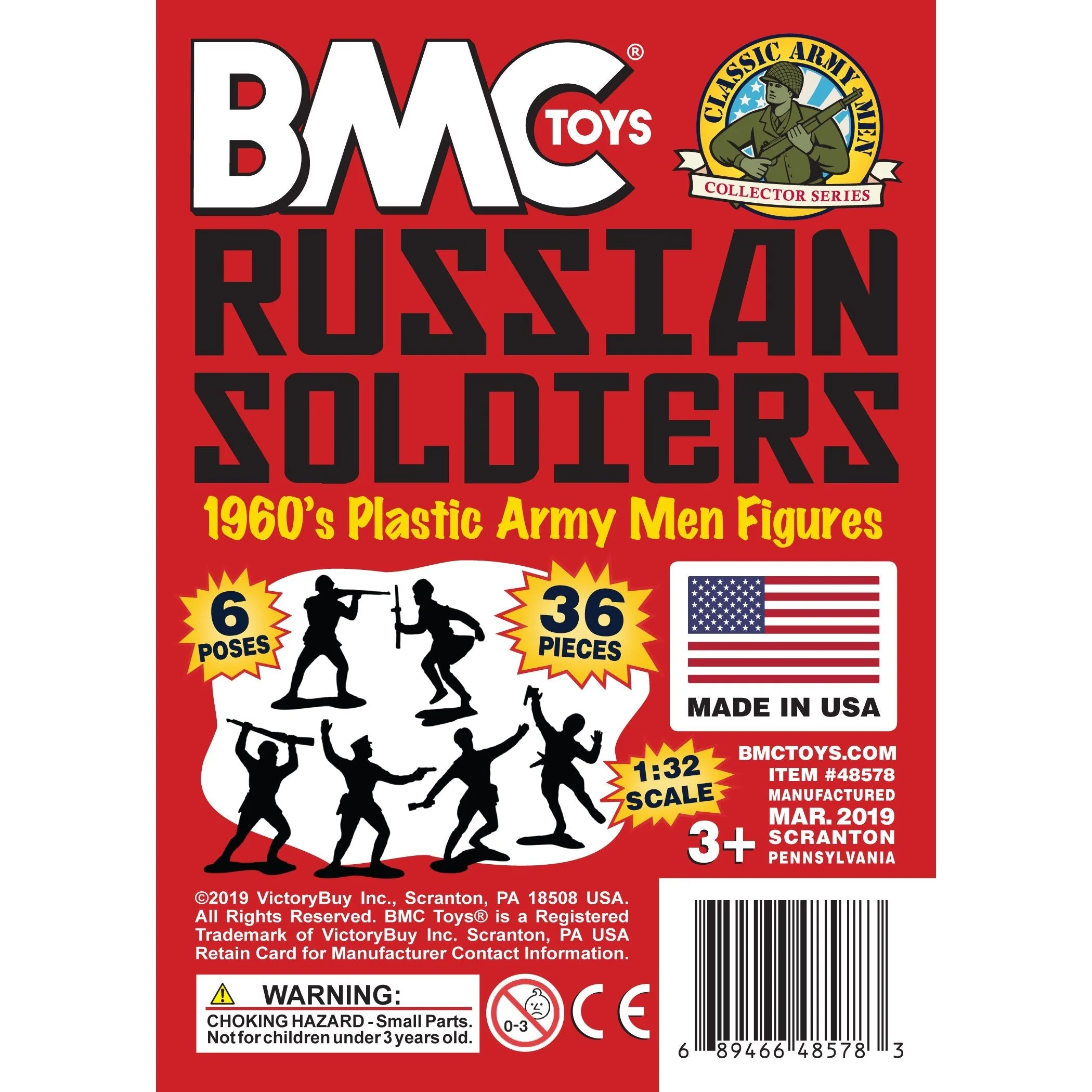 BMC Classic Marx Russian Plastic Army Men - Red 36pc WW2 Soldier Figures US Made - Image 7