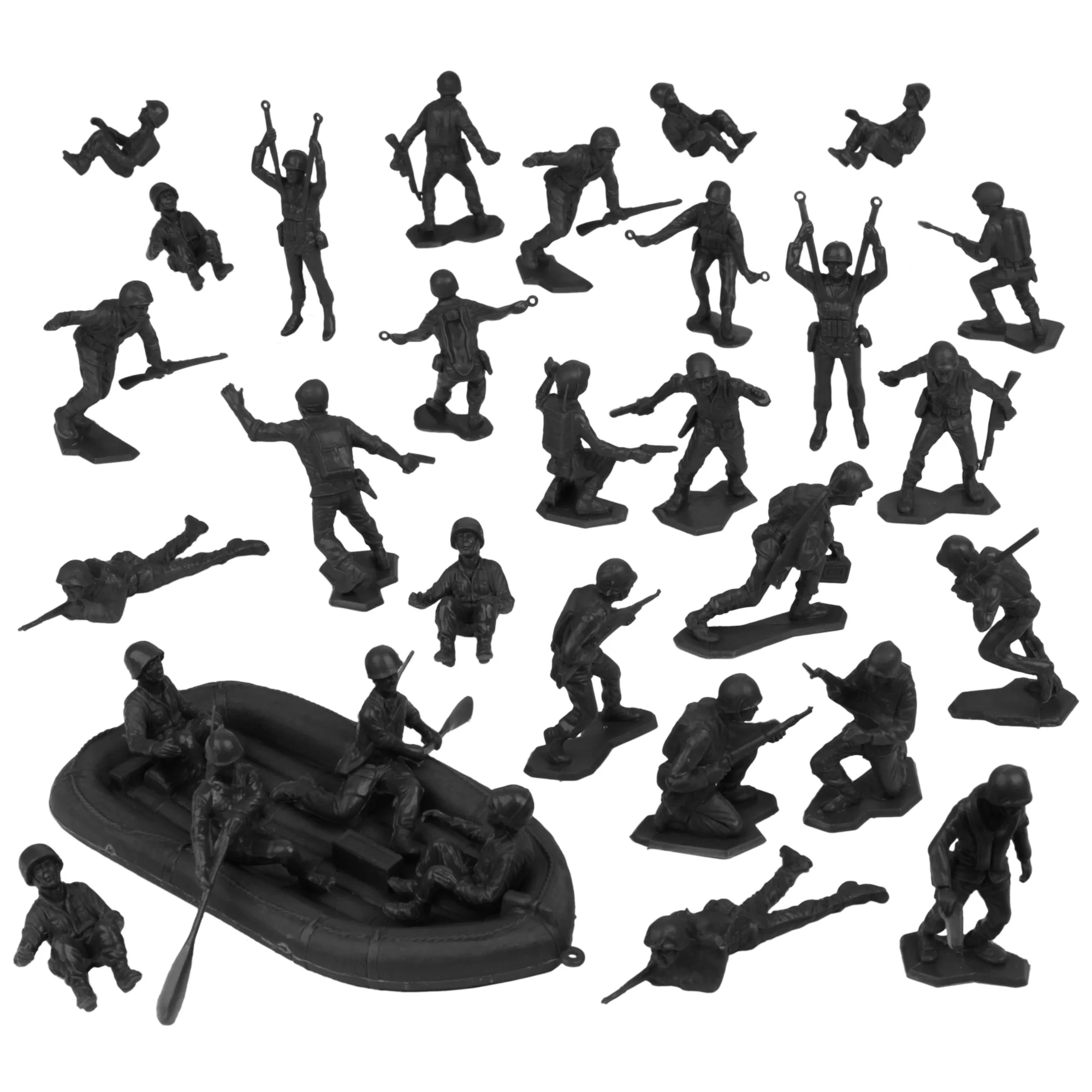 BMC Marx Plastic Army Men US Soldiers - Black 31pc WW2 Figures - Made in USA - Image 2