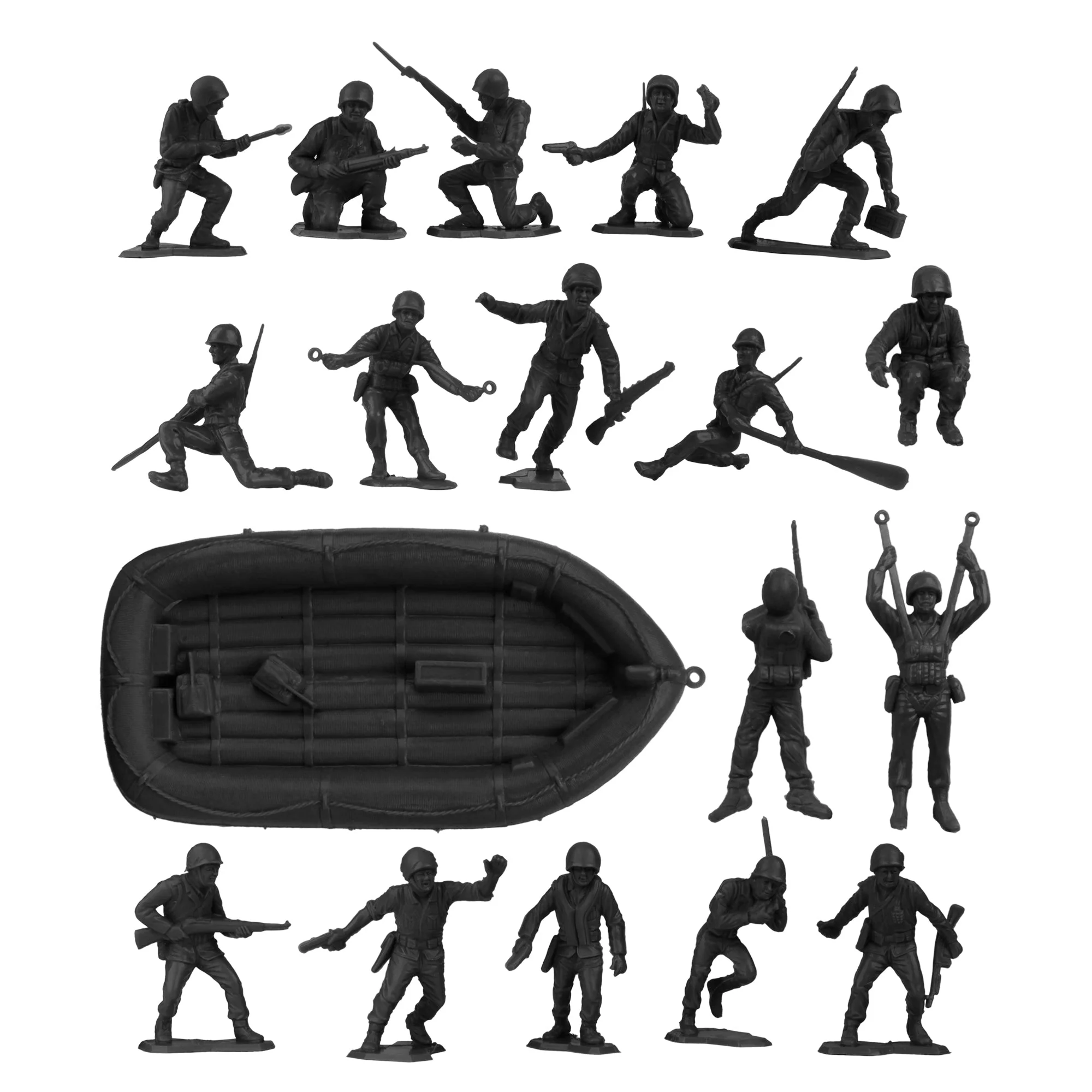 BMC Marx Plastic Army Men US Soldiers - Black 31pc WW2 Figures - Made in USA - Image 4