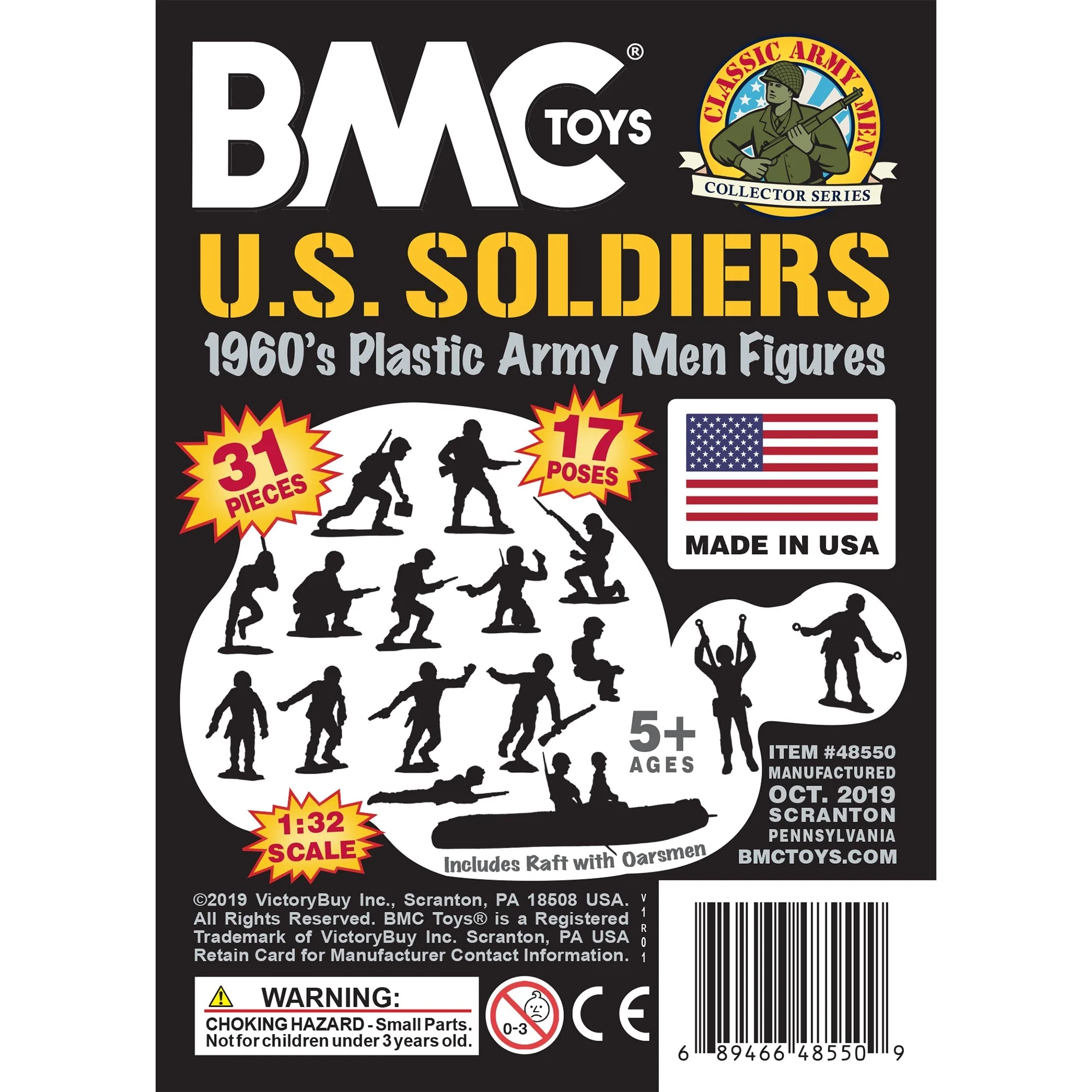BMC Marx Plastic Army Men US Soldiers - Black 31pc WW2 Figures - Made in USA - Image 7