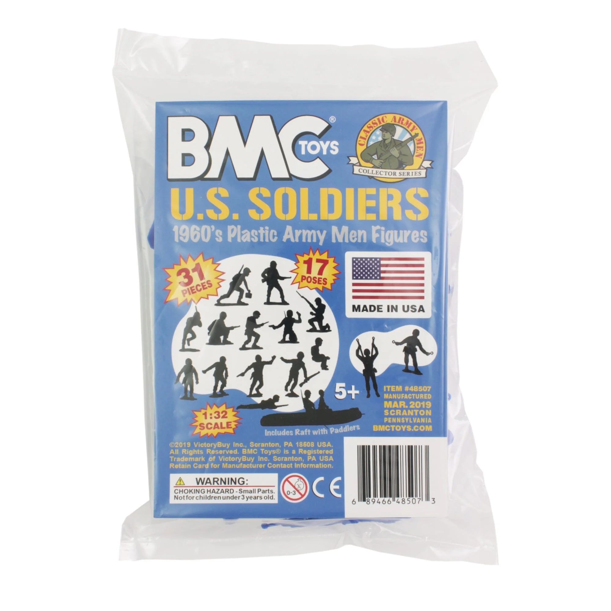 BMC Marx Plastic Army Men US Soldiers - Blue 31pc WW2 Figures - Made in USA - Image 6