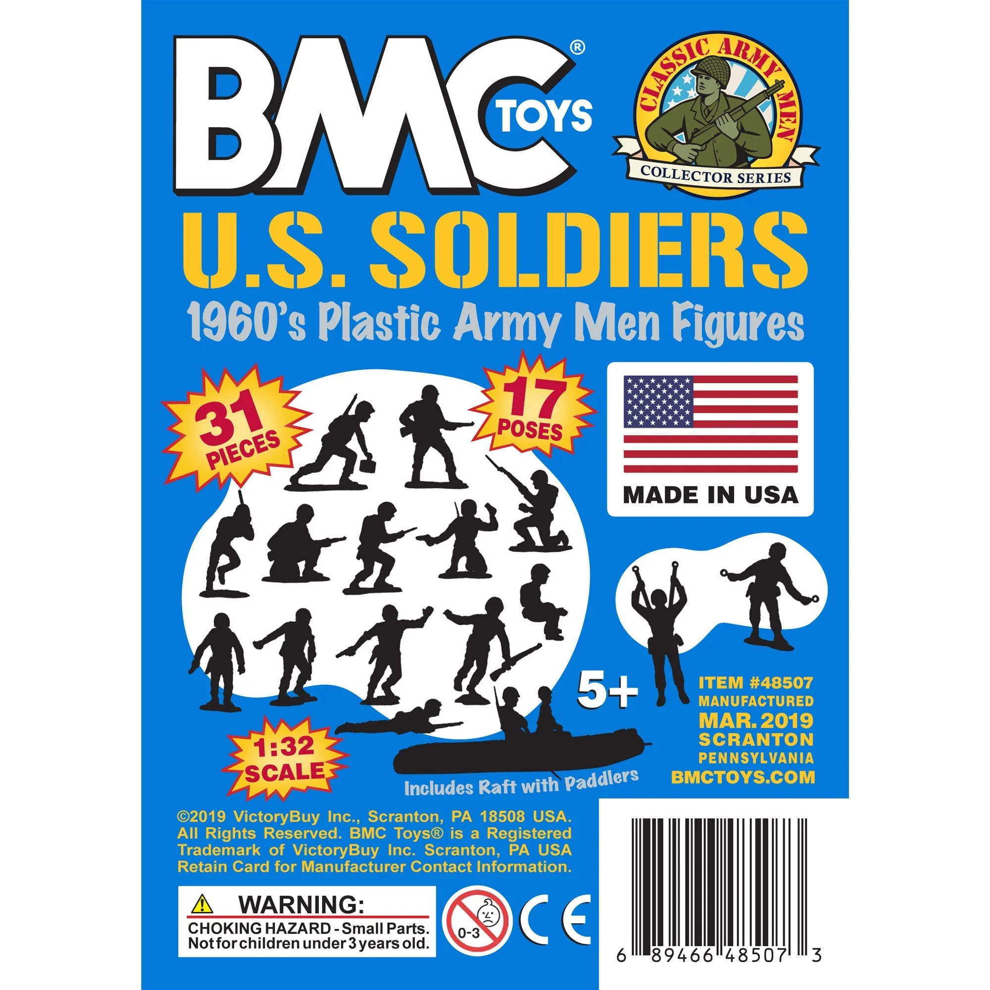 BMC Marx Plastic Army Men US Soldiers - Blue 31pc WW2 Figures - Made in USA - Image 7