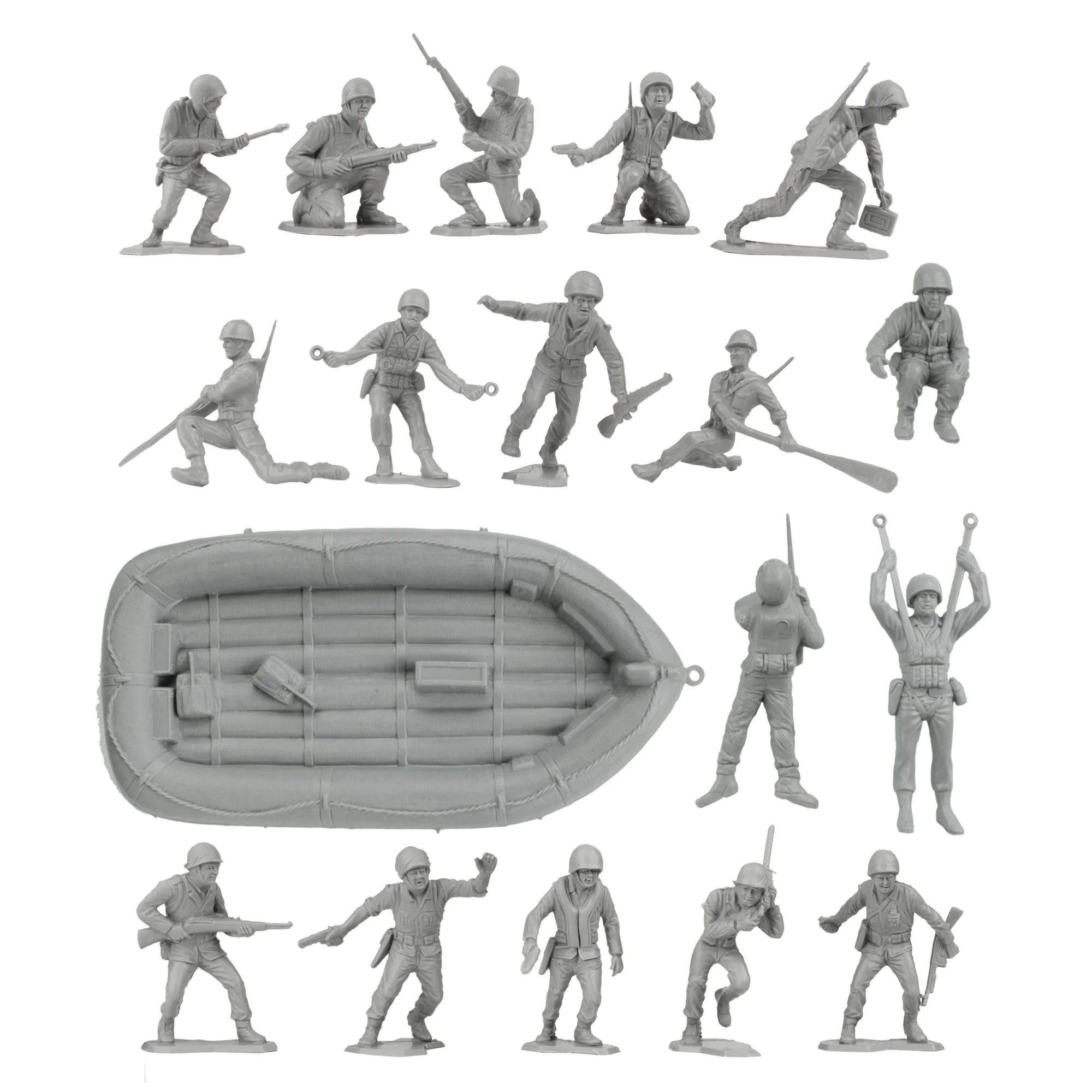 BMC Marx Plastic Army Men US Soldiers - Gray 31pc WW2 Figures - Made in USA - Image 2