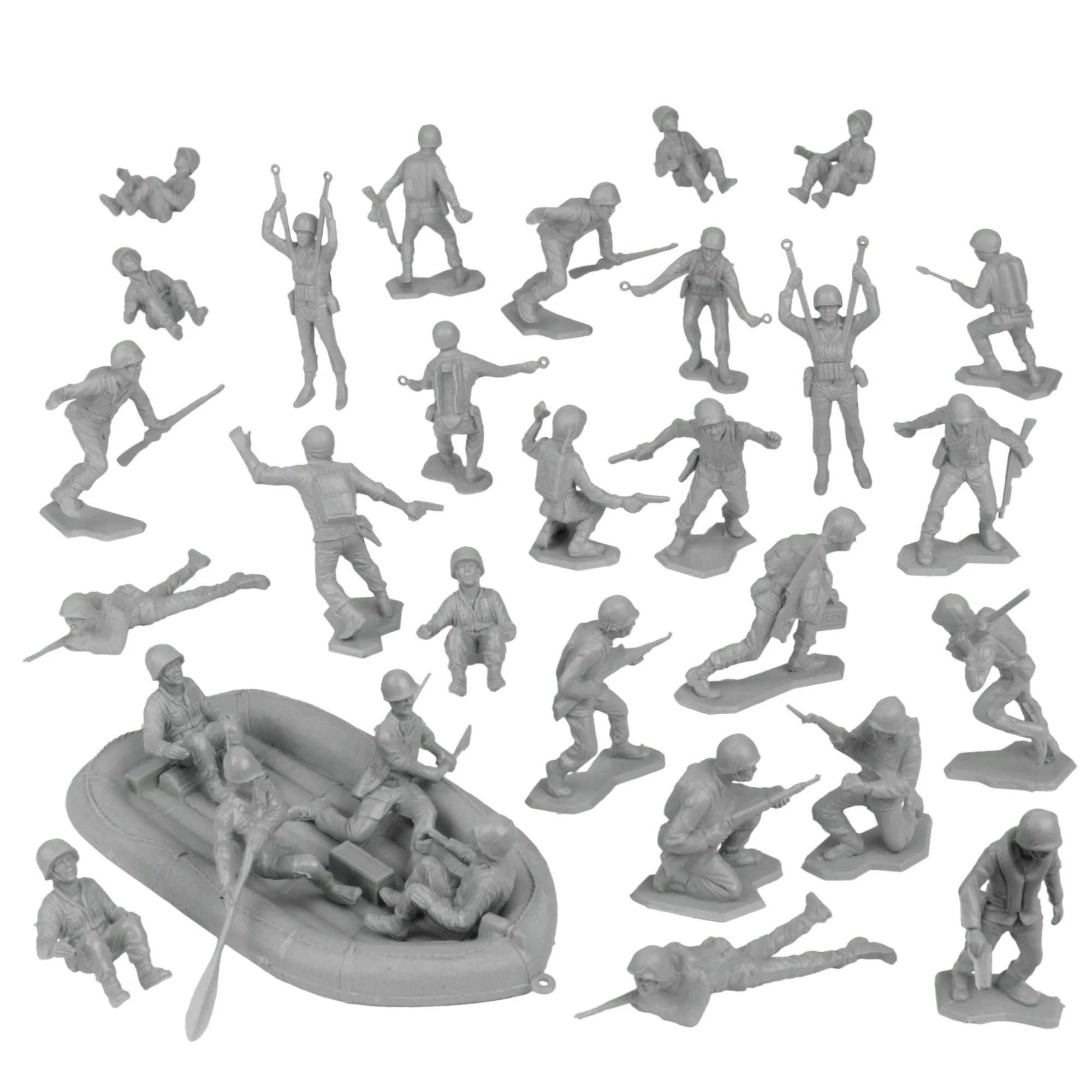 BMC Marx Plastic Army Men US Soldiers - Gray 31pc WW2 Figures - Made in USA - Image 4